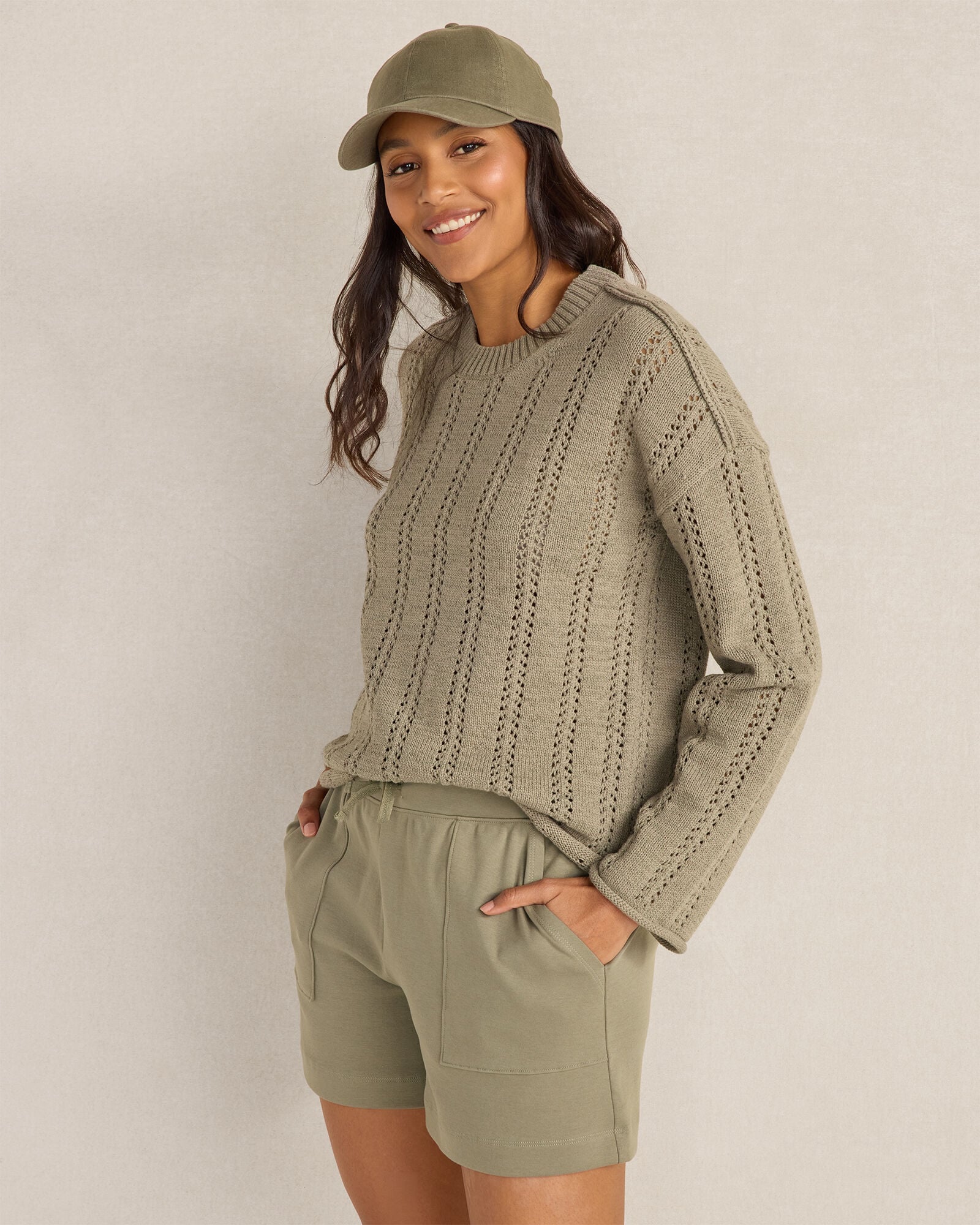 Cotton Tape Yarn Vertical Stitch Sweater