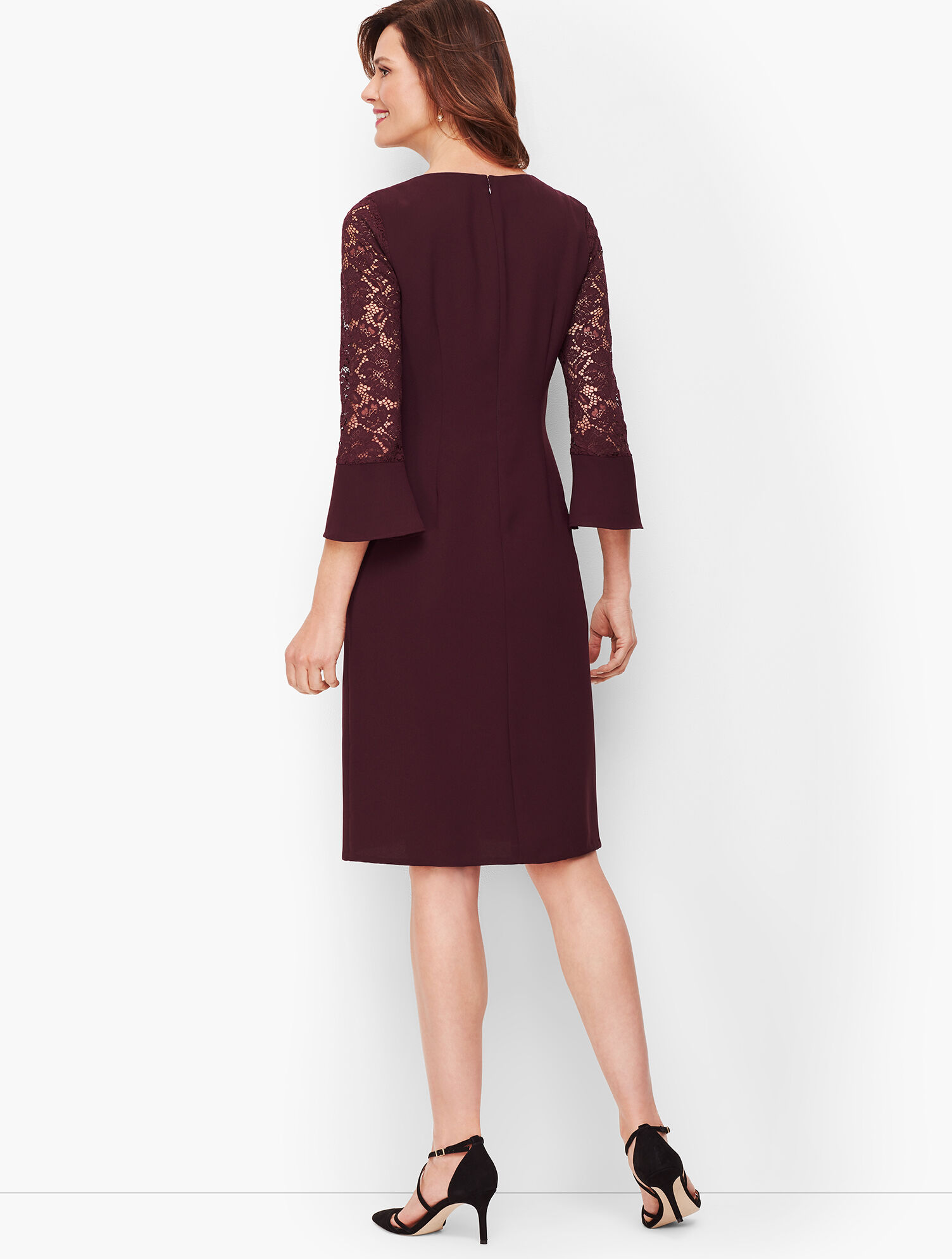 Crepe &amp; Lace Shift Dress