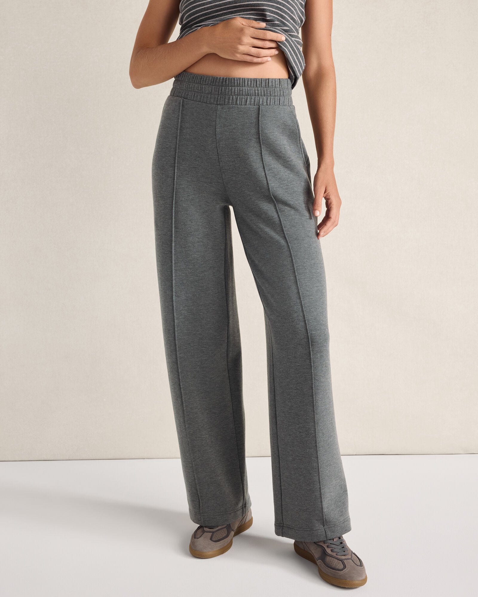 Fleece Pintuck Wide Leg Pants | Haven Well Within