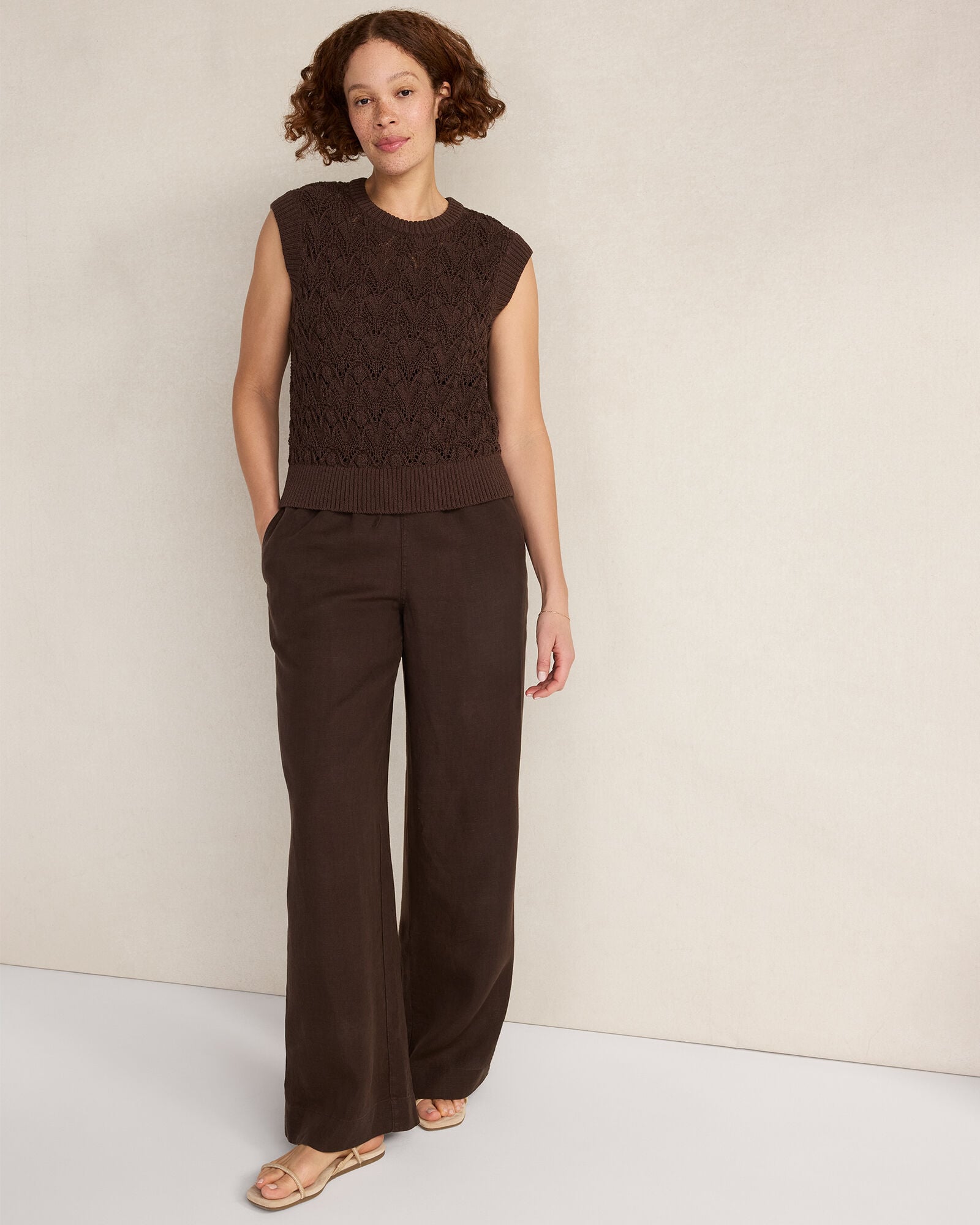 Organic Cotton Chain Pointelle Sweater Vest