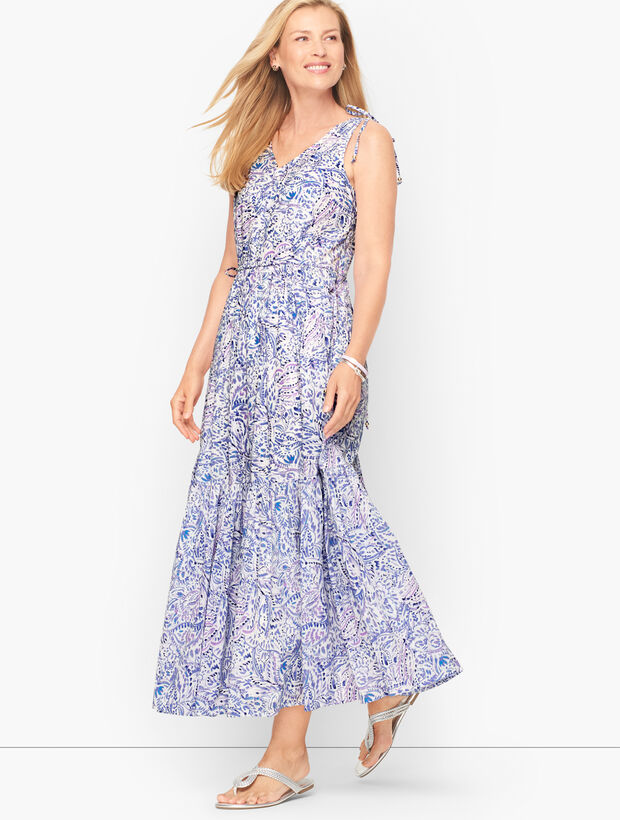 Tiered Maxi Dress - Watercolor Medallions