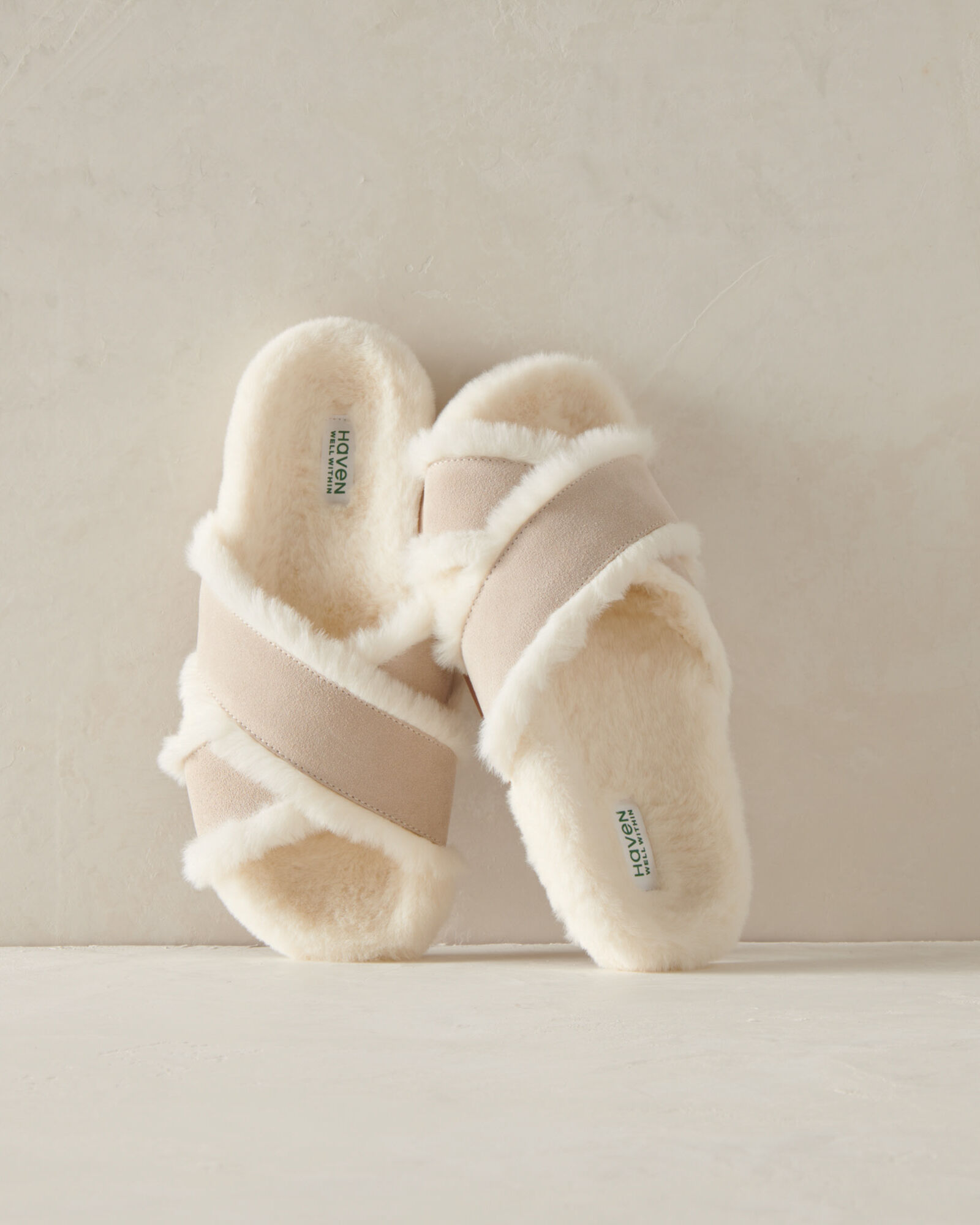 Faux Fur Criss-Cross Structured Slides | Haven Well Within