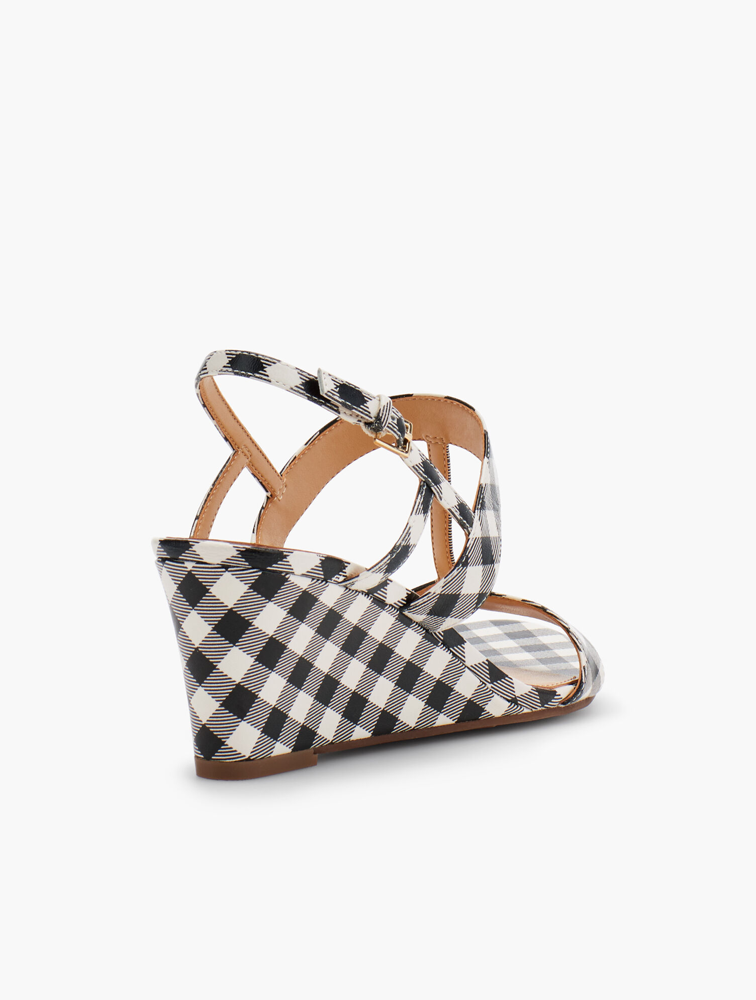 Royce T-Strap Wedges - Gingham