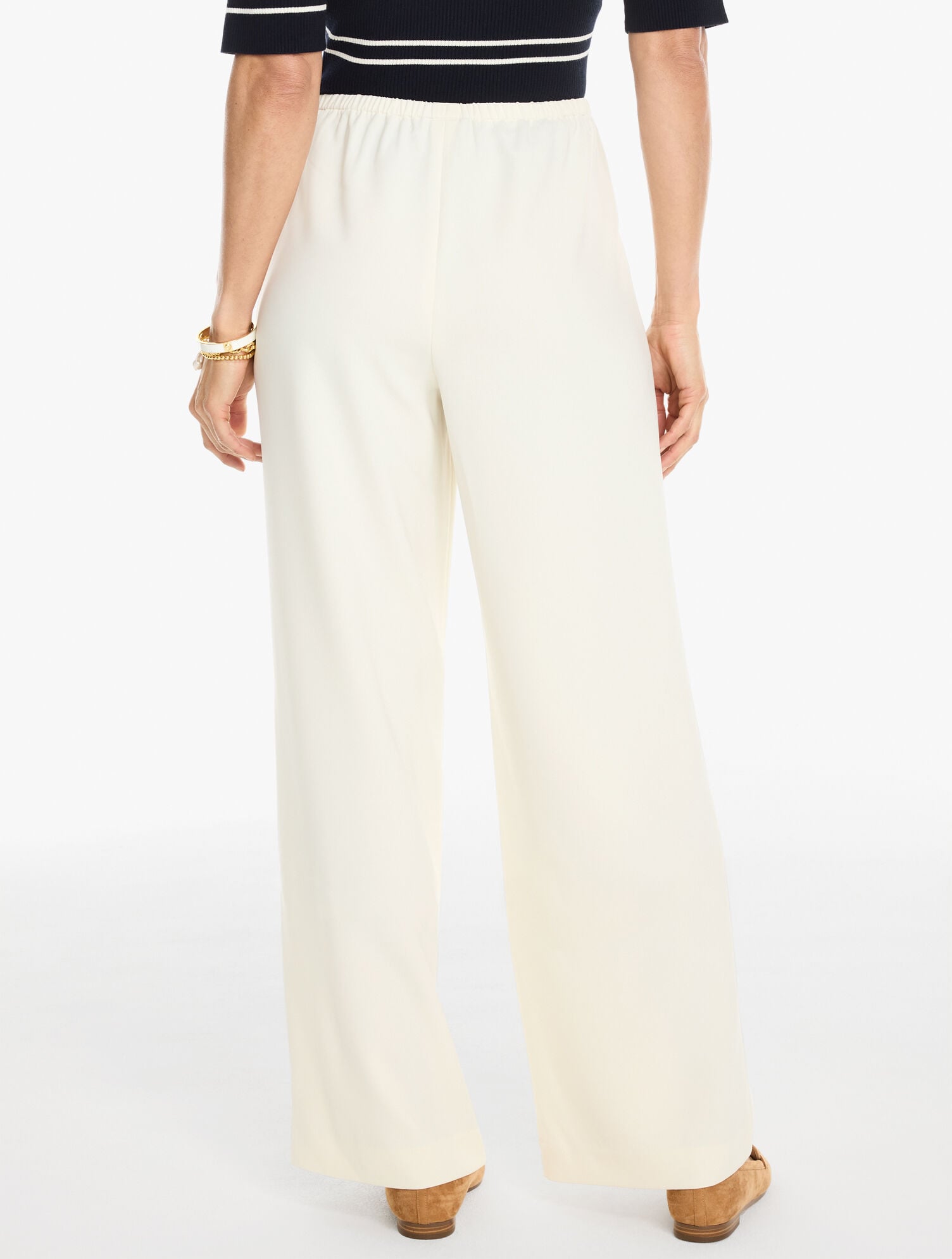 Polished Crepe Wide Leg Pull-On Pants - thumbnail 3