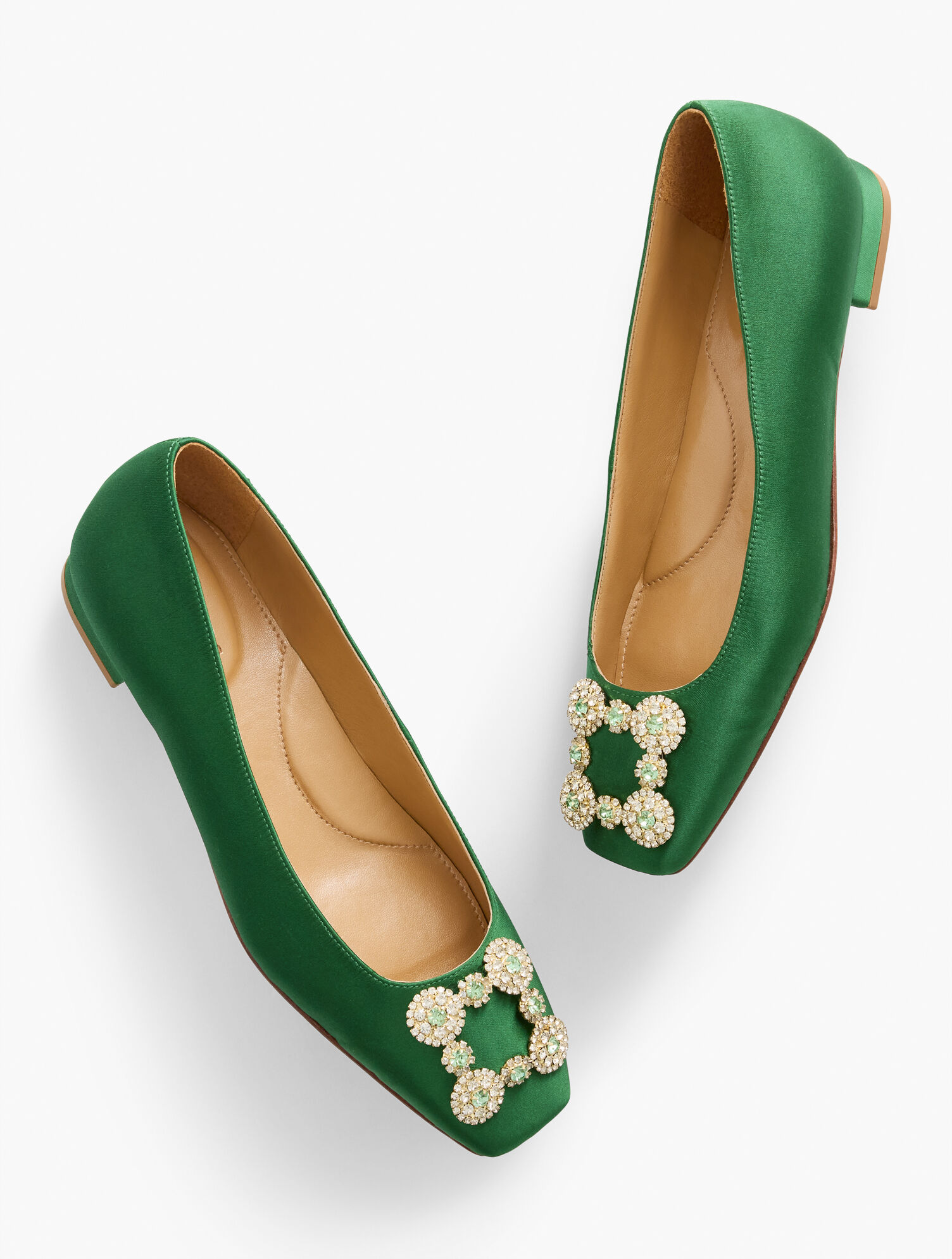 green dress flats Green shiny pointed ballet flats with three straps
