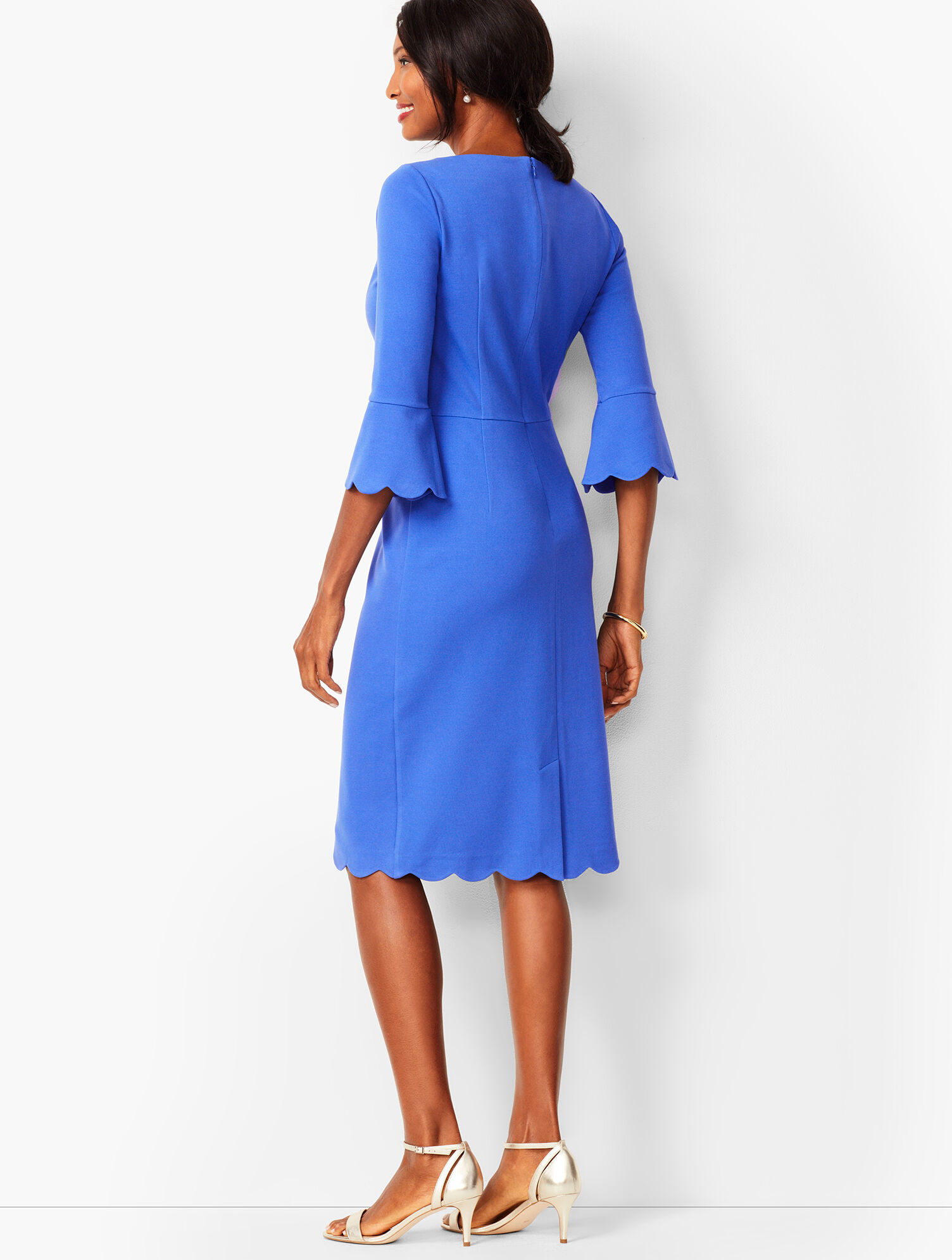 green emerald velvet dress Scallop Trim Fit And Flare Dress – Beisat main image 1