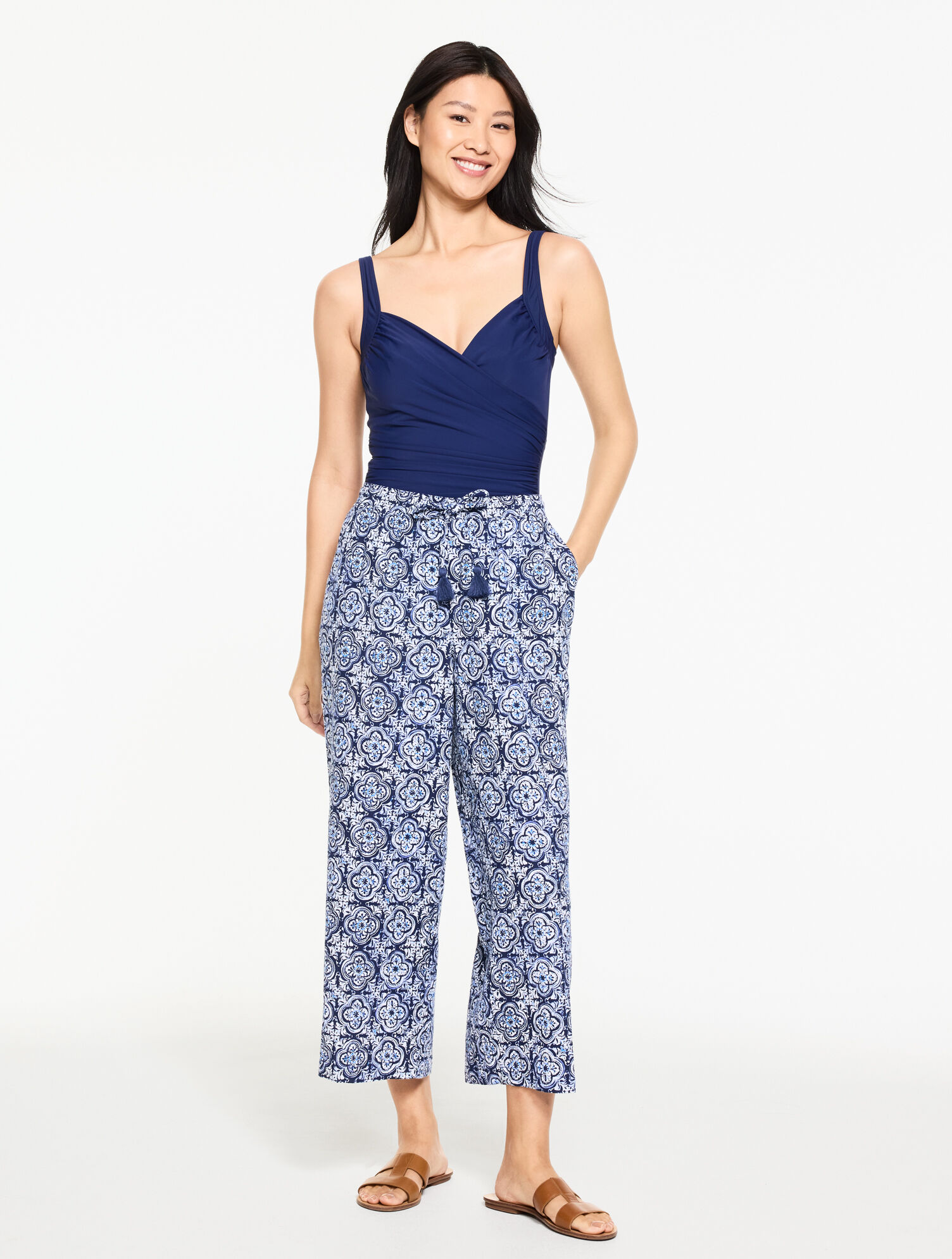 Aqua Club Gauze Pant Cover-Up - Coastal Tile