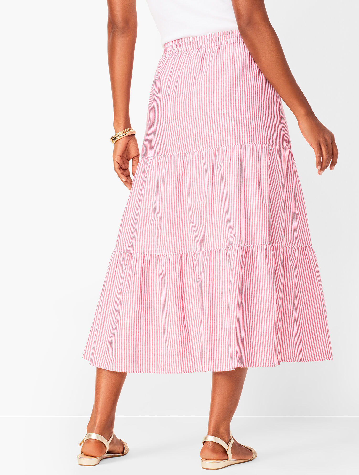 Tiered Cotton Midi Skirt