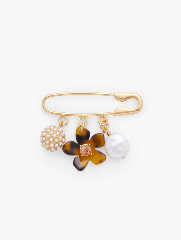 Safety Pin Charm Brooch
