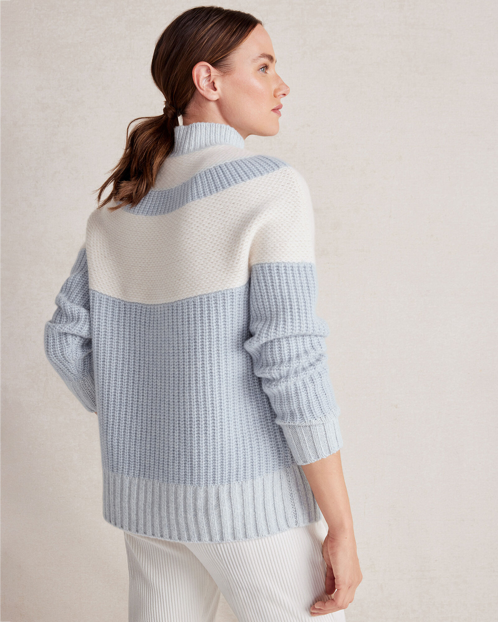 Cashmere Colorblock Yoke Sweater | Haven Well Within