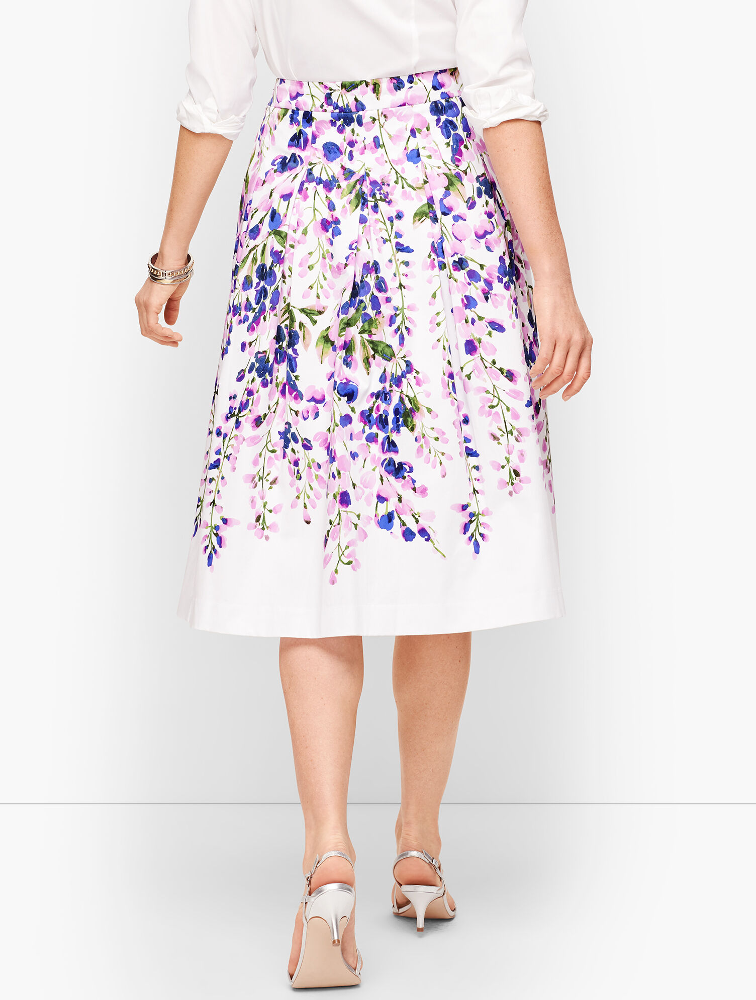 Wisteria Print Midi Skirt