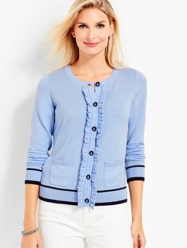 Ruffle-Front Cardigan Sweater
