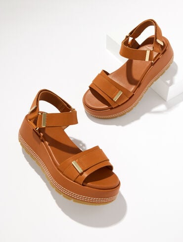 SorelLeather Sunpeak Platform Sandals