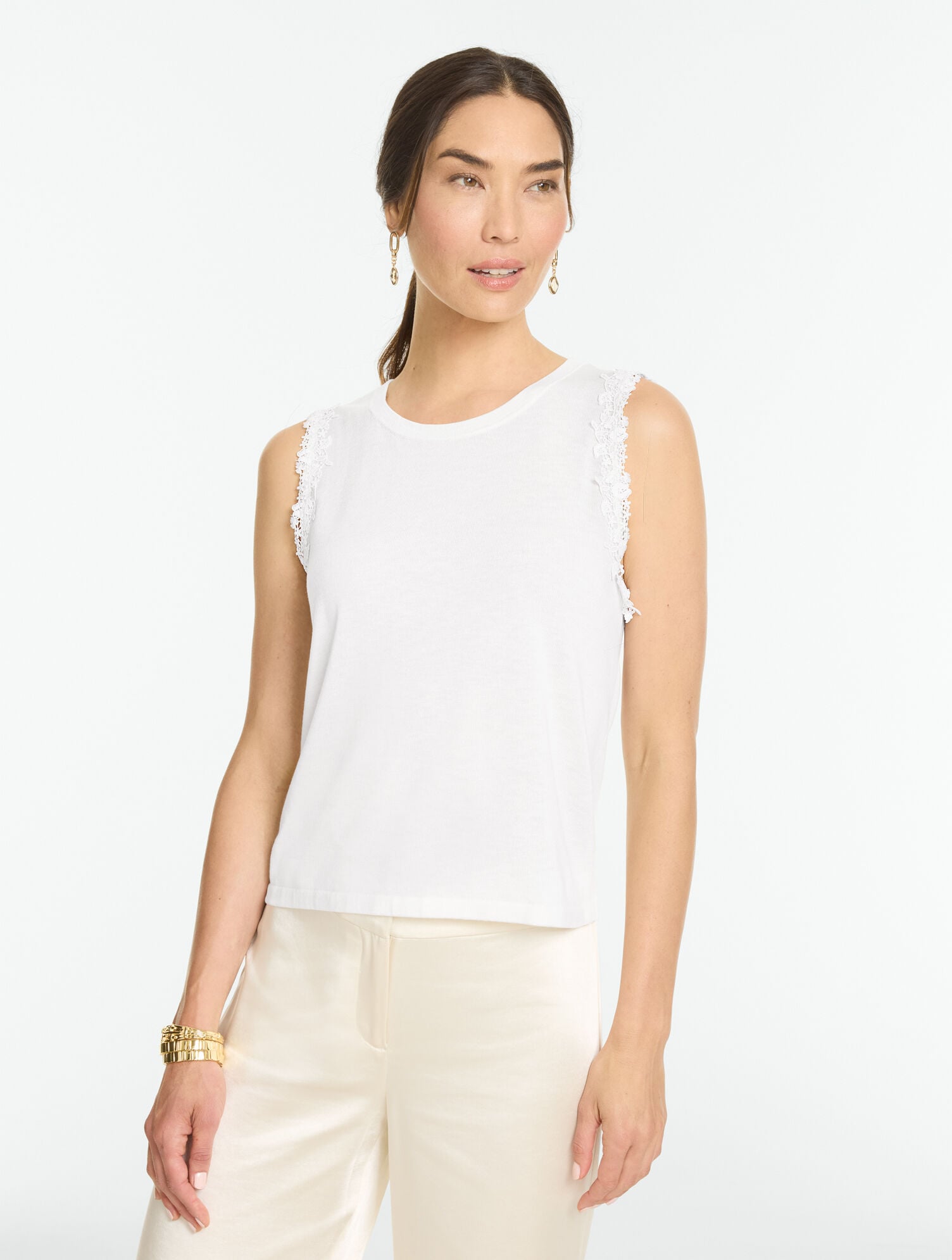 Lace Trim Sweater Shell