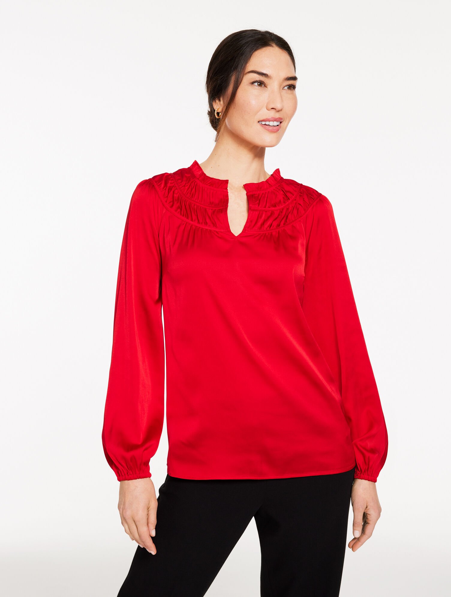 Soft Satin Charmeuse Shirred Top