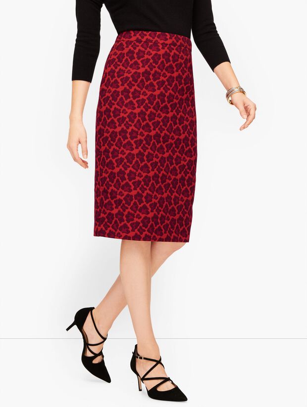 Jacquard Animal Print Pencil Skirt