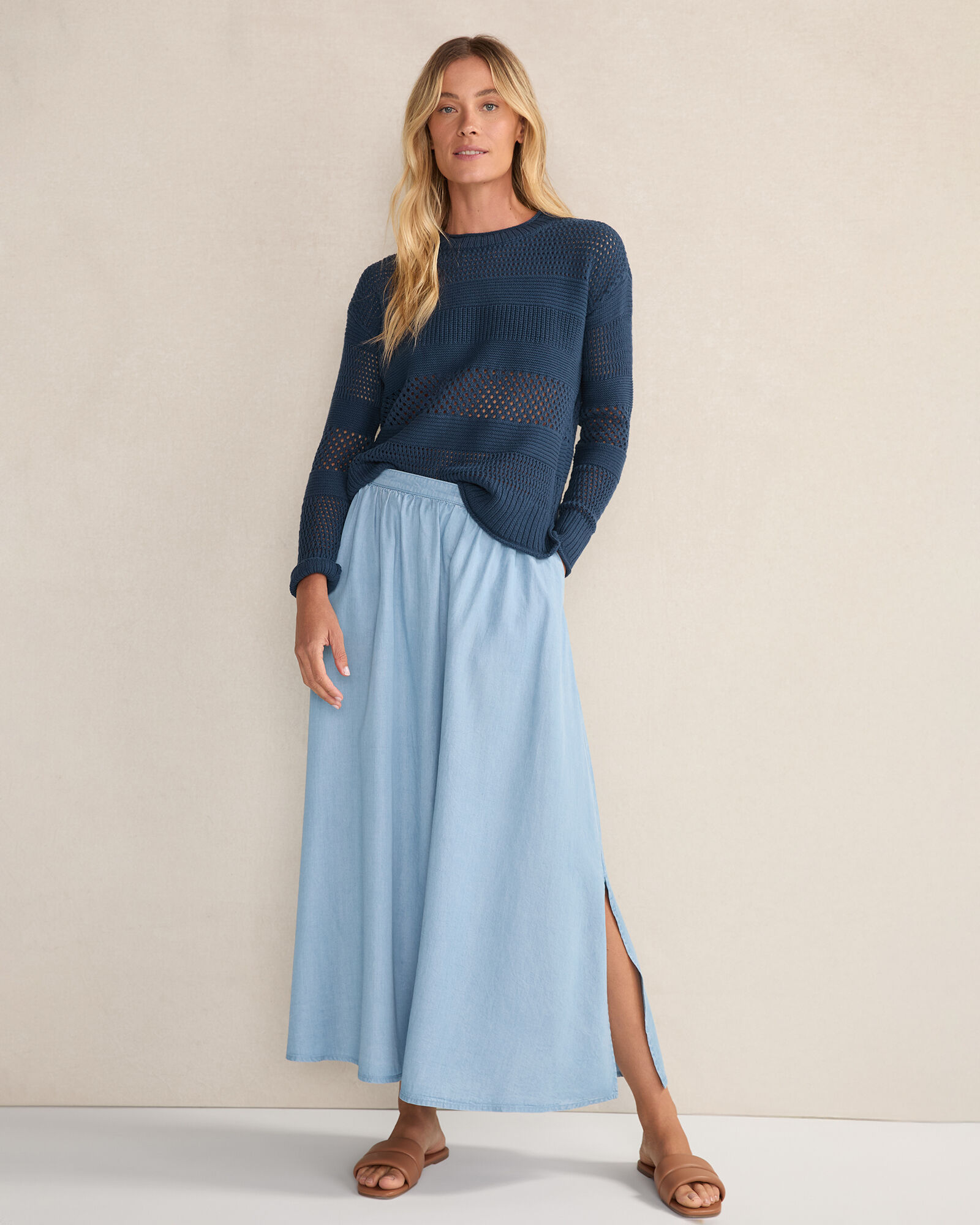 Chambray Maxi Skirt