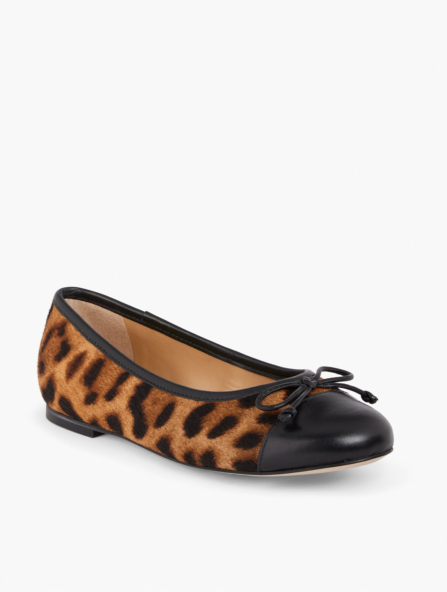 Black/Tan Calf Hair Tip Ballet Flat