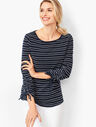Textured Ruched-Sleeve Tee
