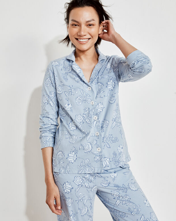 Organic Cotton Jersey Floral Vine Pajama Shirt