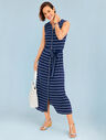 Button-Front Stripe Jersey Maxi Dress