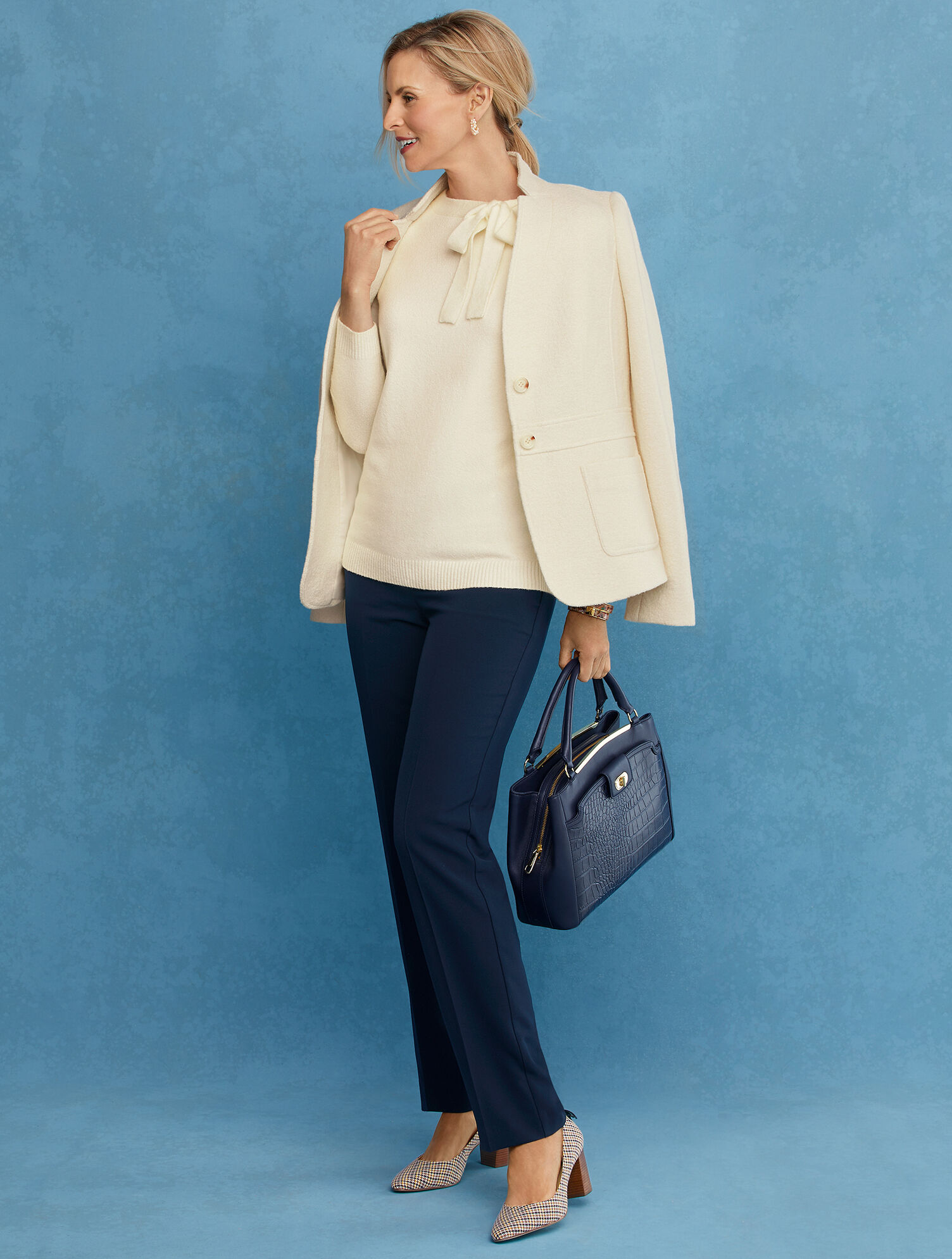 Stretch Crepe Straight Leg Pants