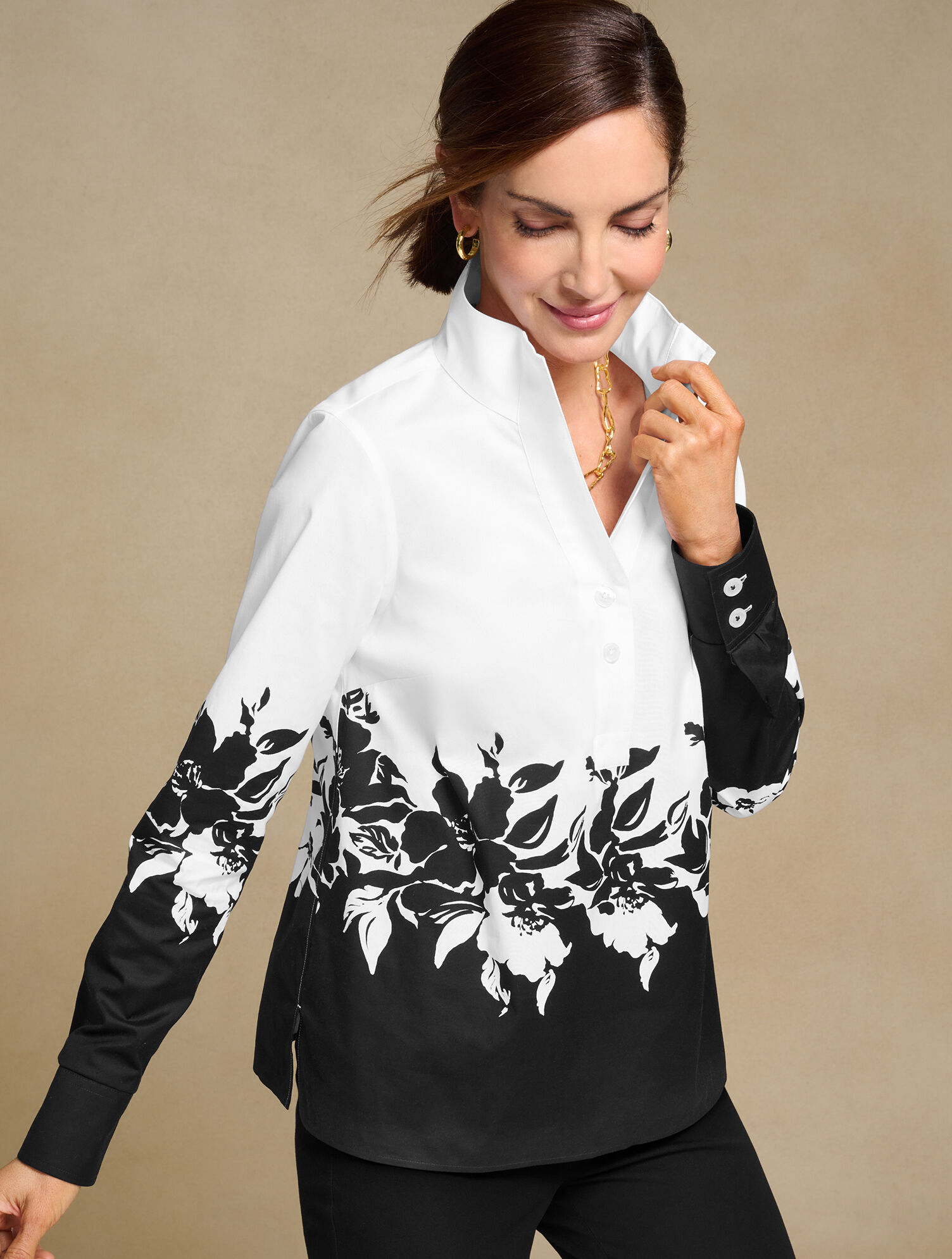 Non-Iron Popover - Bicolor Poppy | Talbots