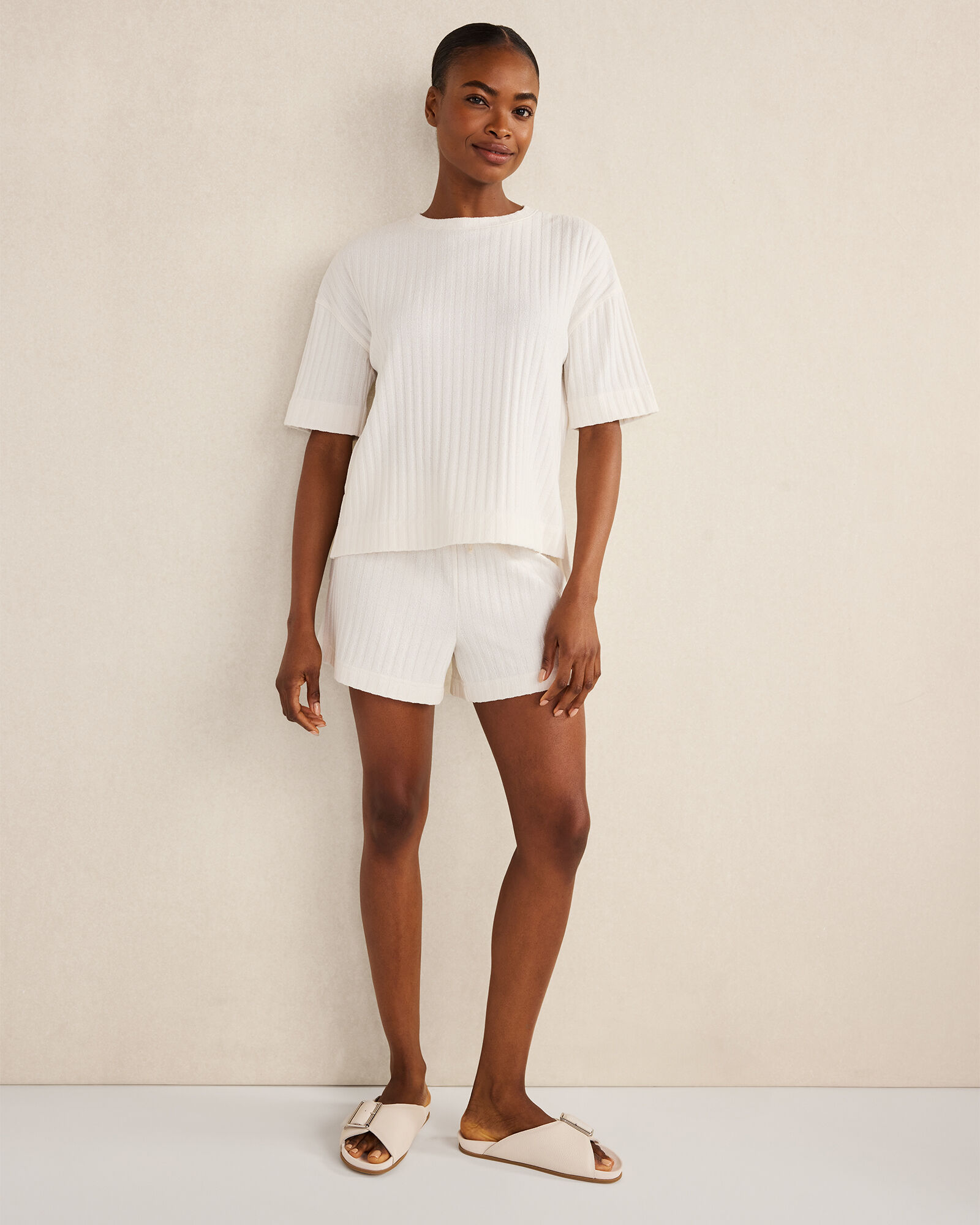Cotton Wide Rib Short Sleeve Top