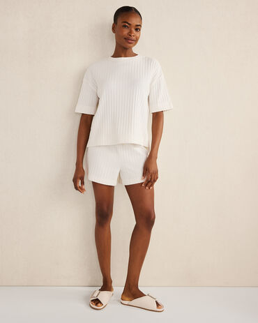 Cotton Wide Rib Short Sleeve Top