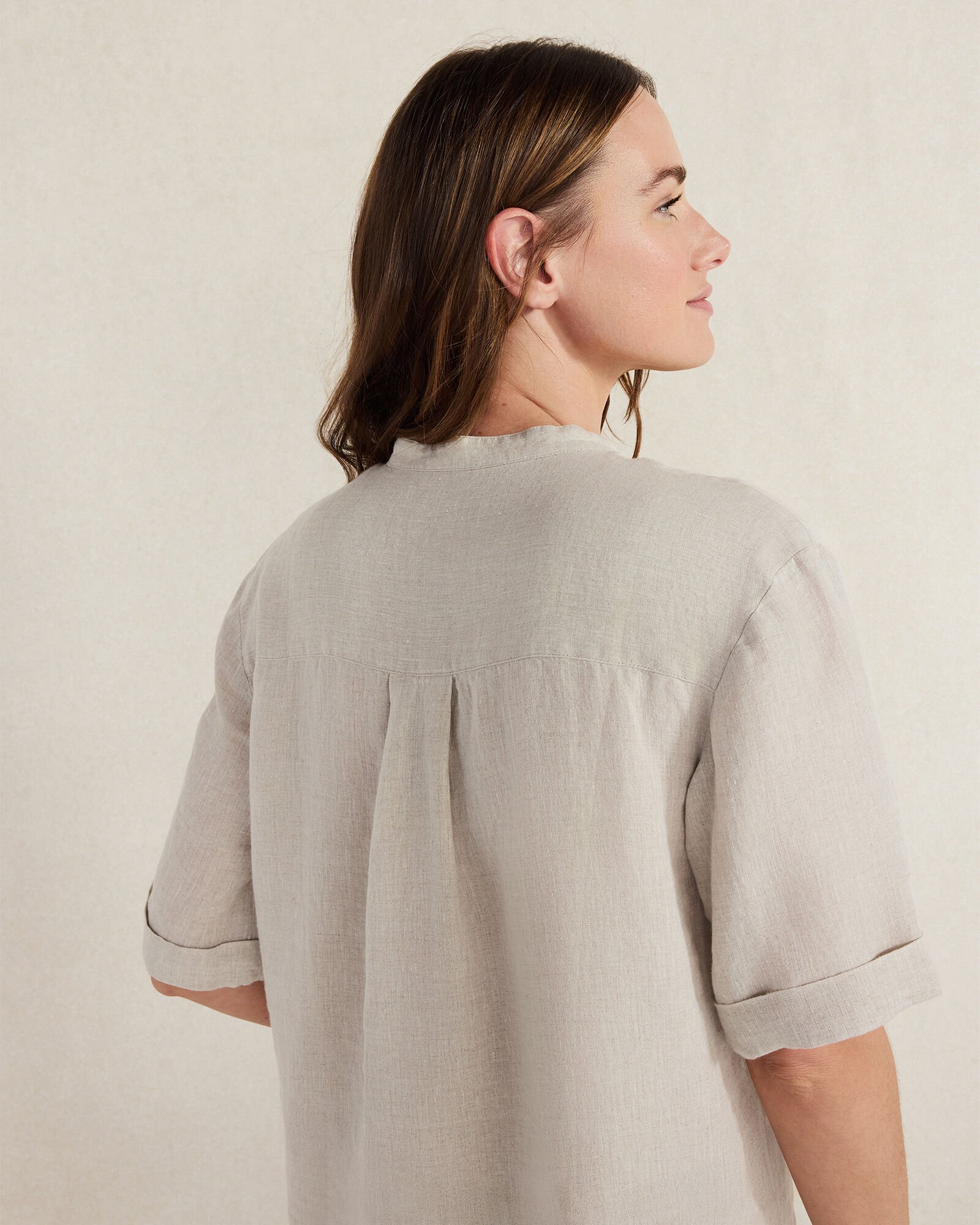 Linen Cuff Sleeve Top
