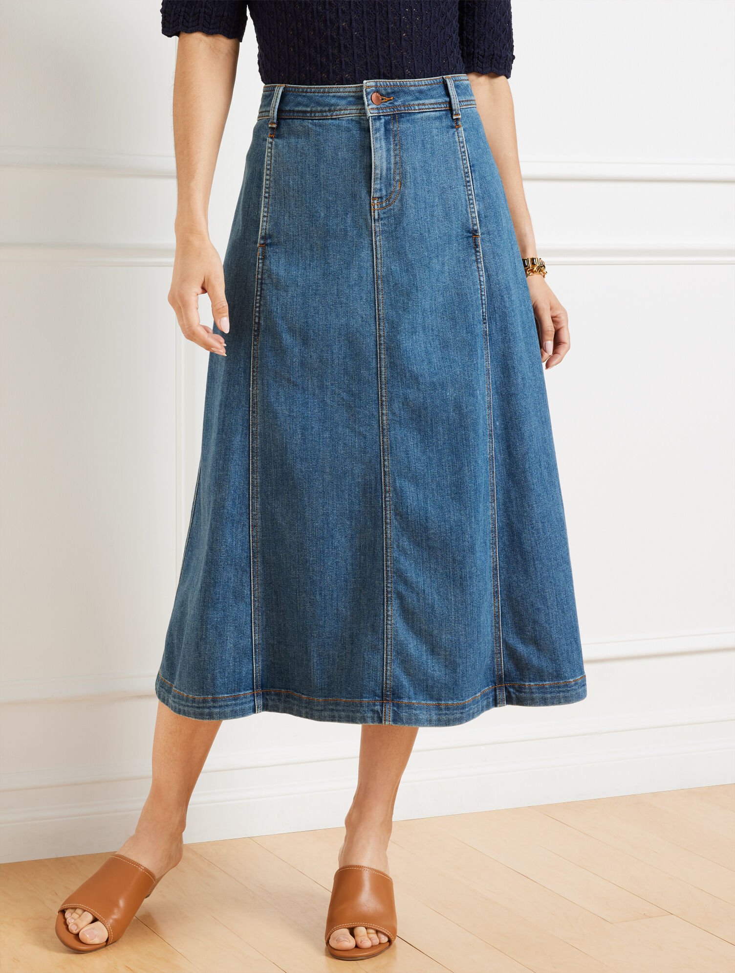 Denim Fit &amp; Flare Skirt - Solana Wash
