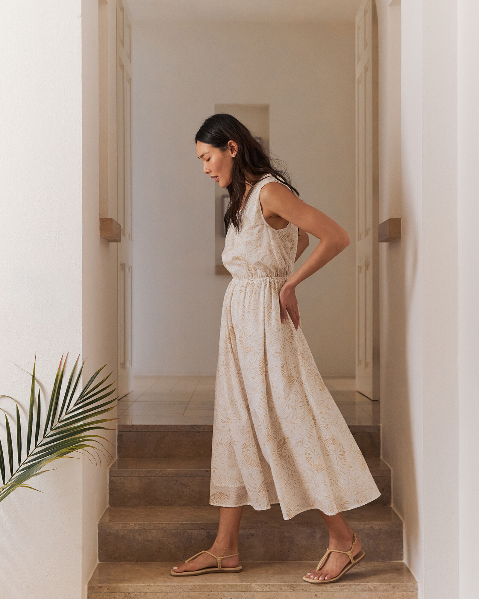 knee length dresses for ladies Midi A-Line Dress in Cotton Voile – Akris Inc