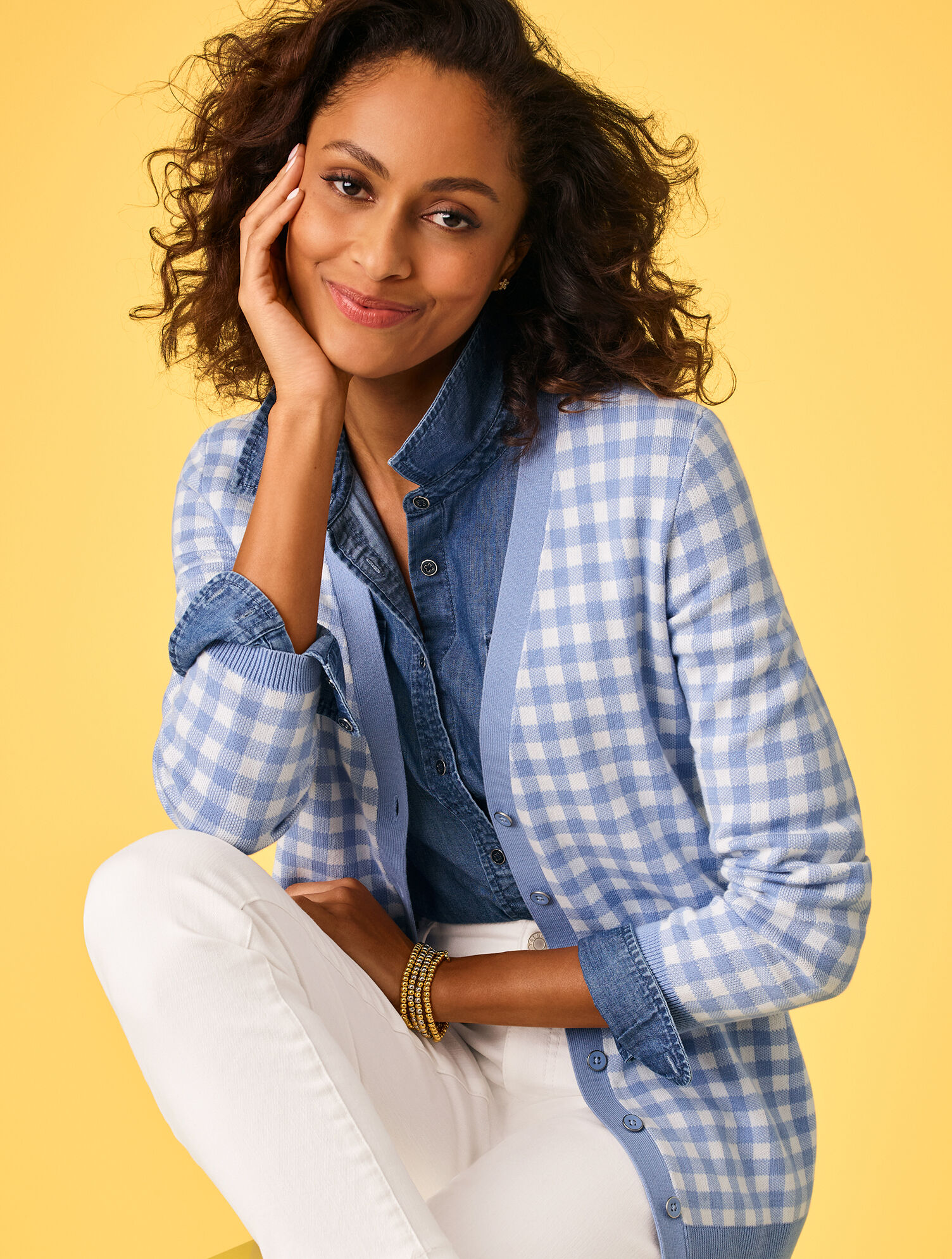 Girlfriend Cardigan - Gingham Jacquard | Talbots