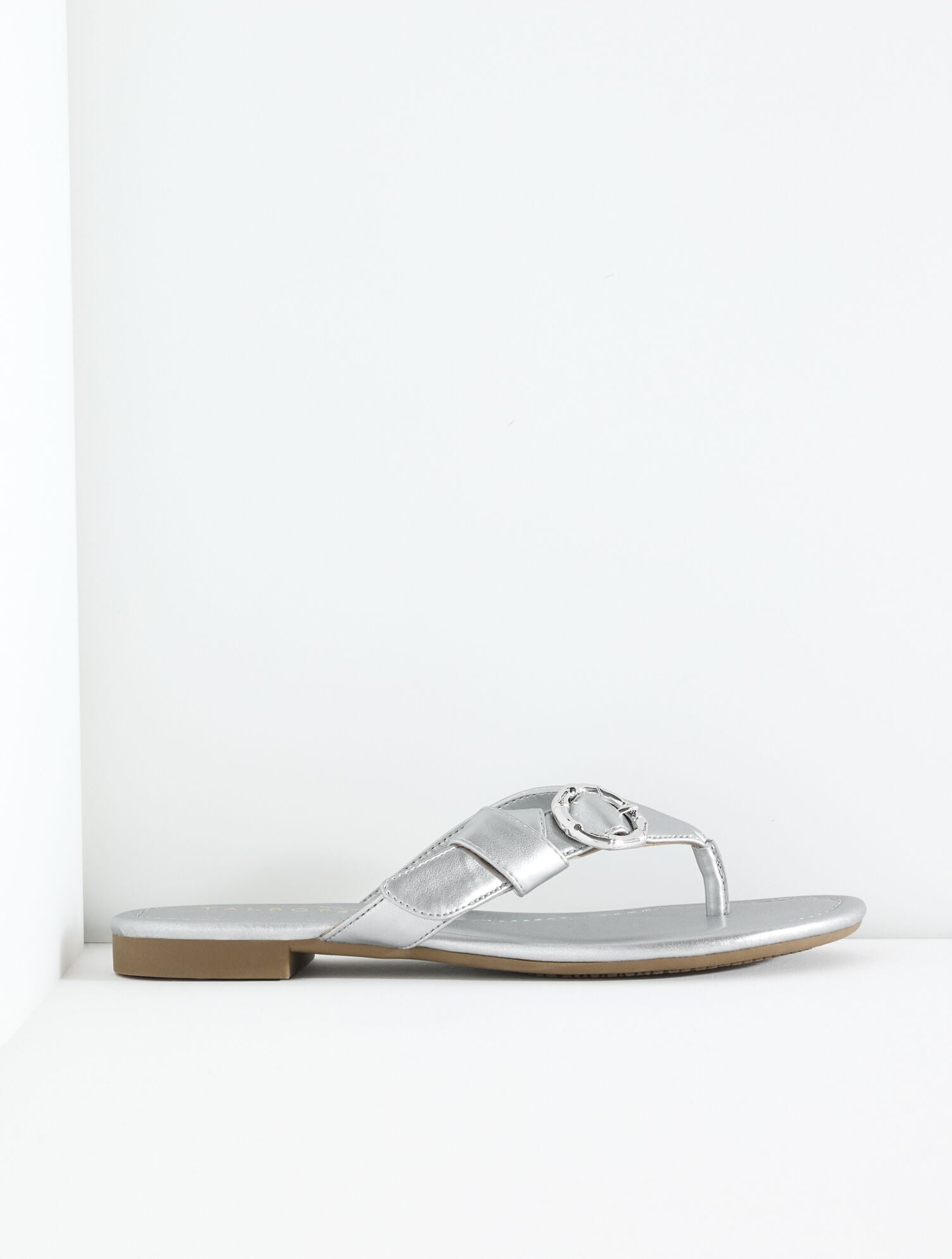 Gia Buckle Metallic Thong Sandals