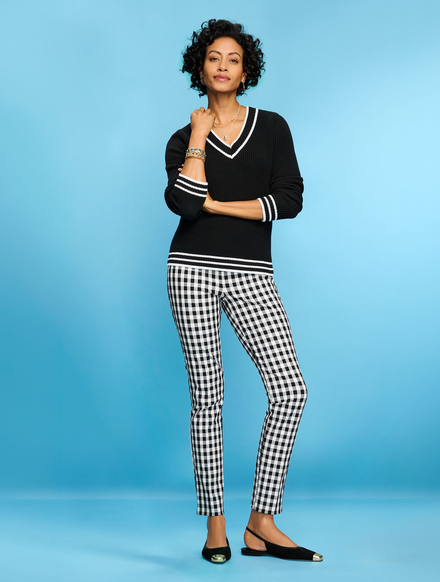 Talbots Chatham Cotton Bi-Stretch Slim Ankle Pants - Gingham
