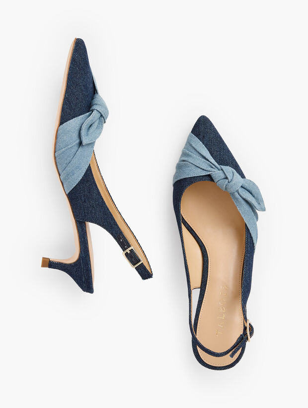 Sylvie Side Knot Slingbacks - Denim