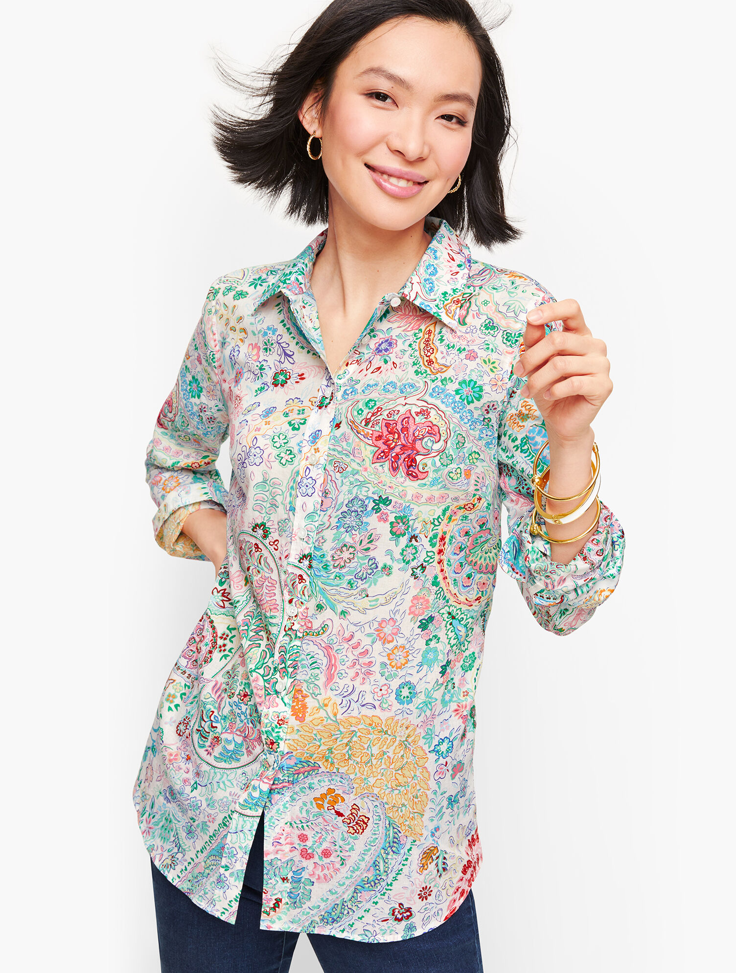 Classic Cotton Shirt - Festive Floral Paisley