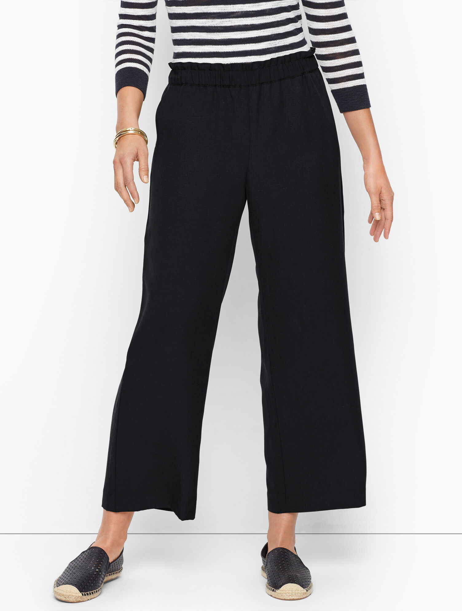 Slub TENCEL&trade; Wide Leg Crop Pants