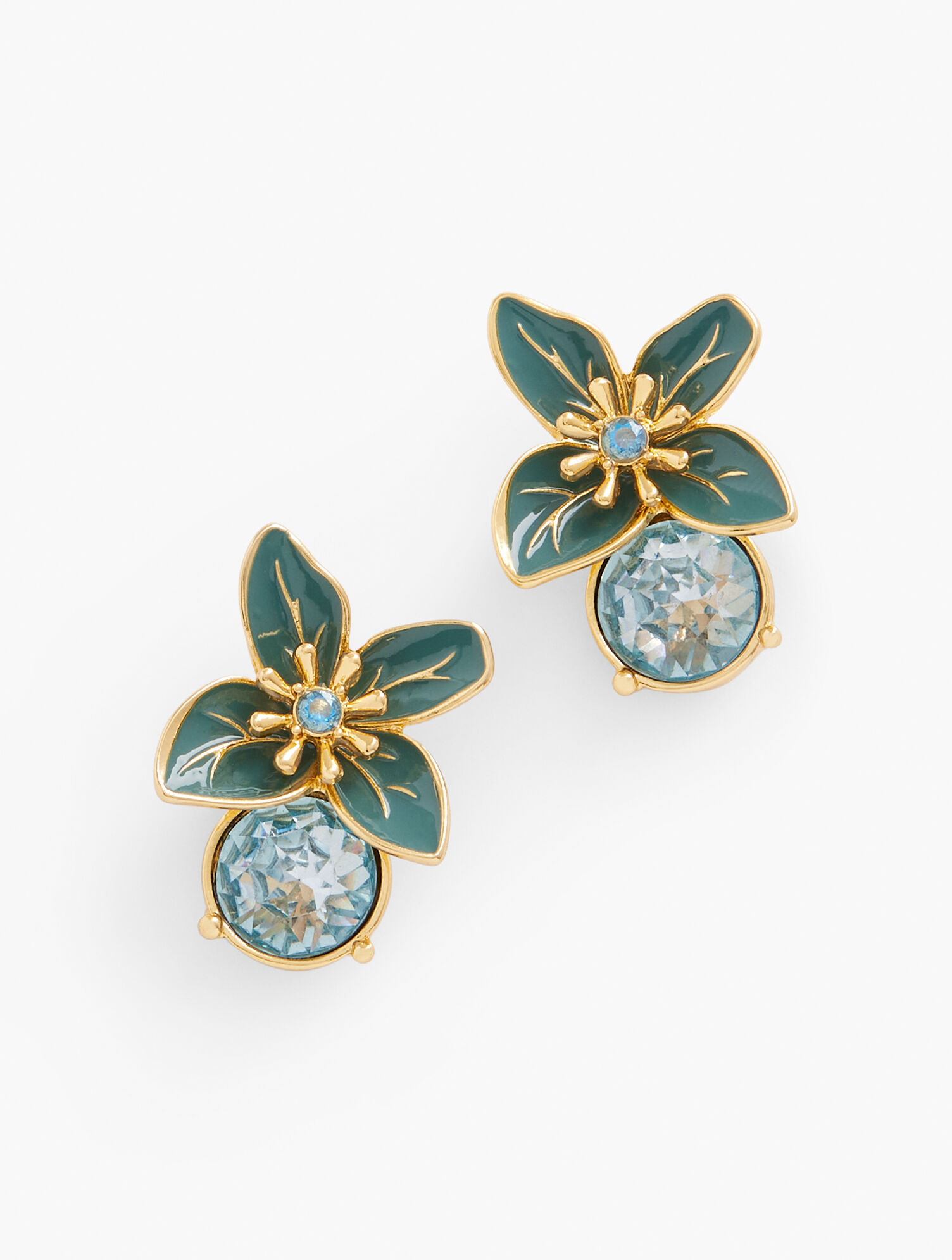 Aqua Floral Stud Earrings | Talbots