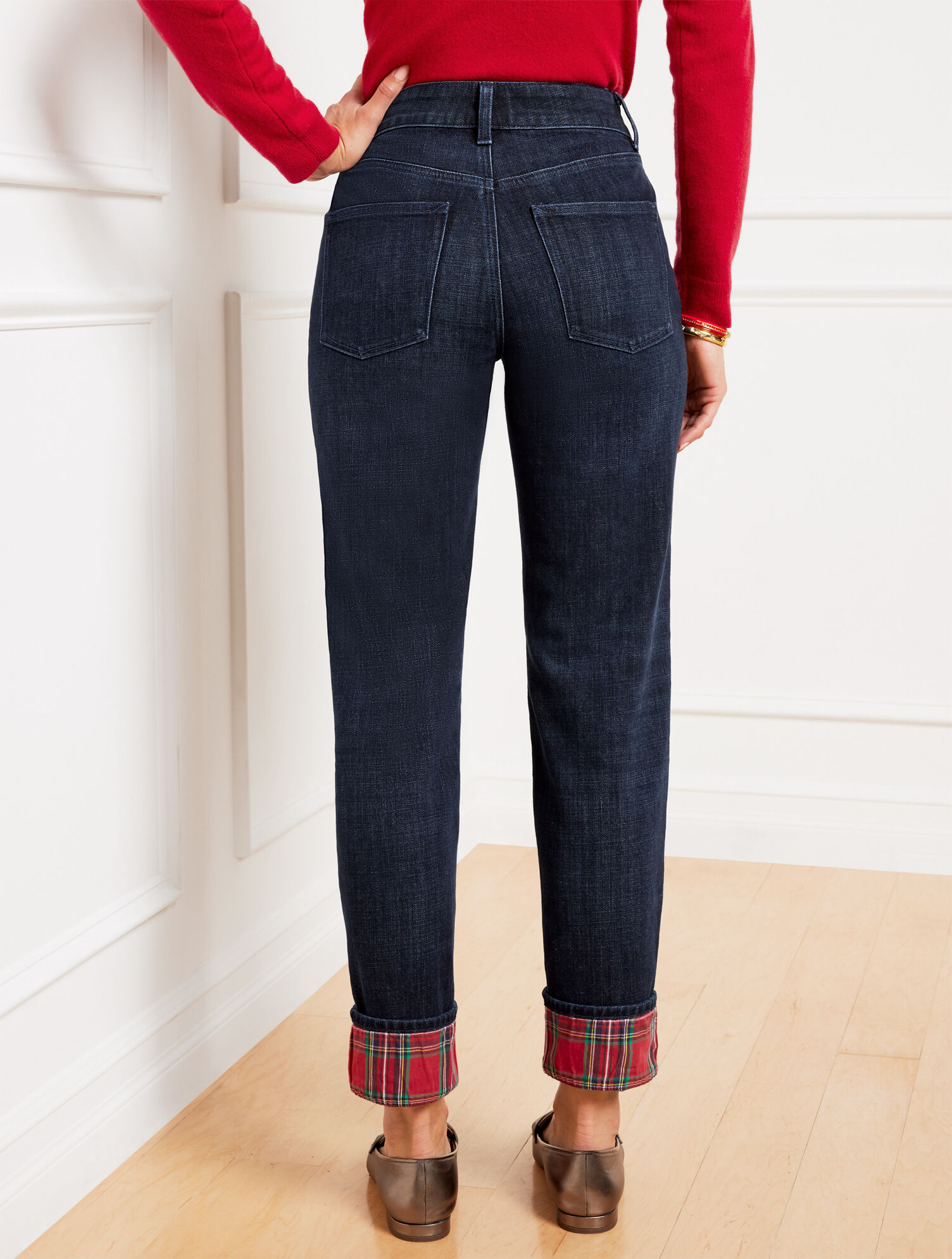 Tartan Cuff Everyday Relaxed Jeans Alpine Wash Talbots