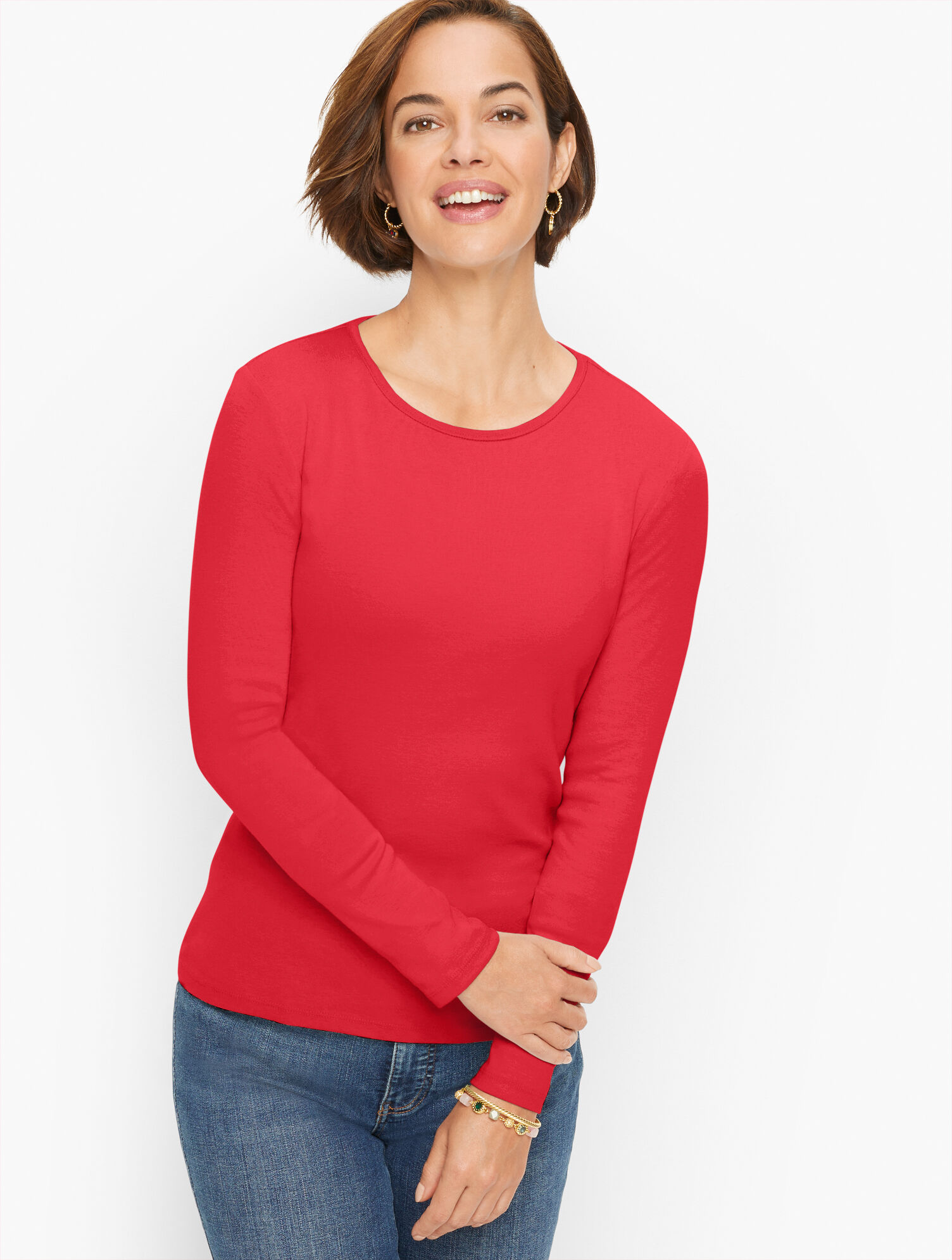 Pima Cotton Long-Sleeve Crewneck Tee