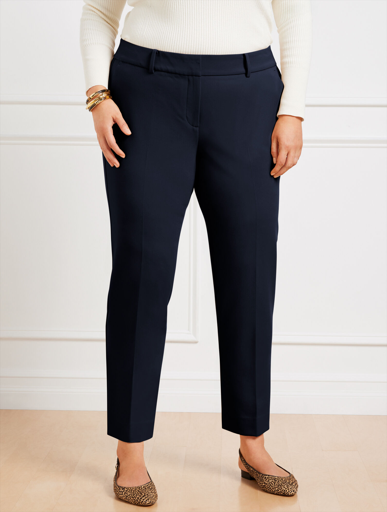 Talbots Hampshire Lightweight Double Cloth Straight Ankle Pant - Curvy Fit