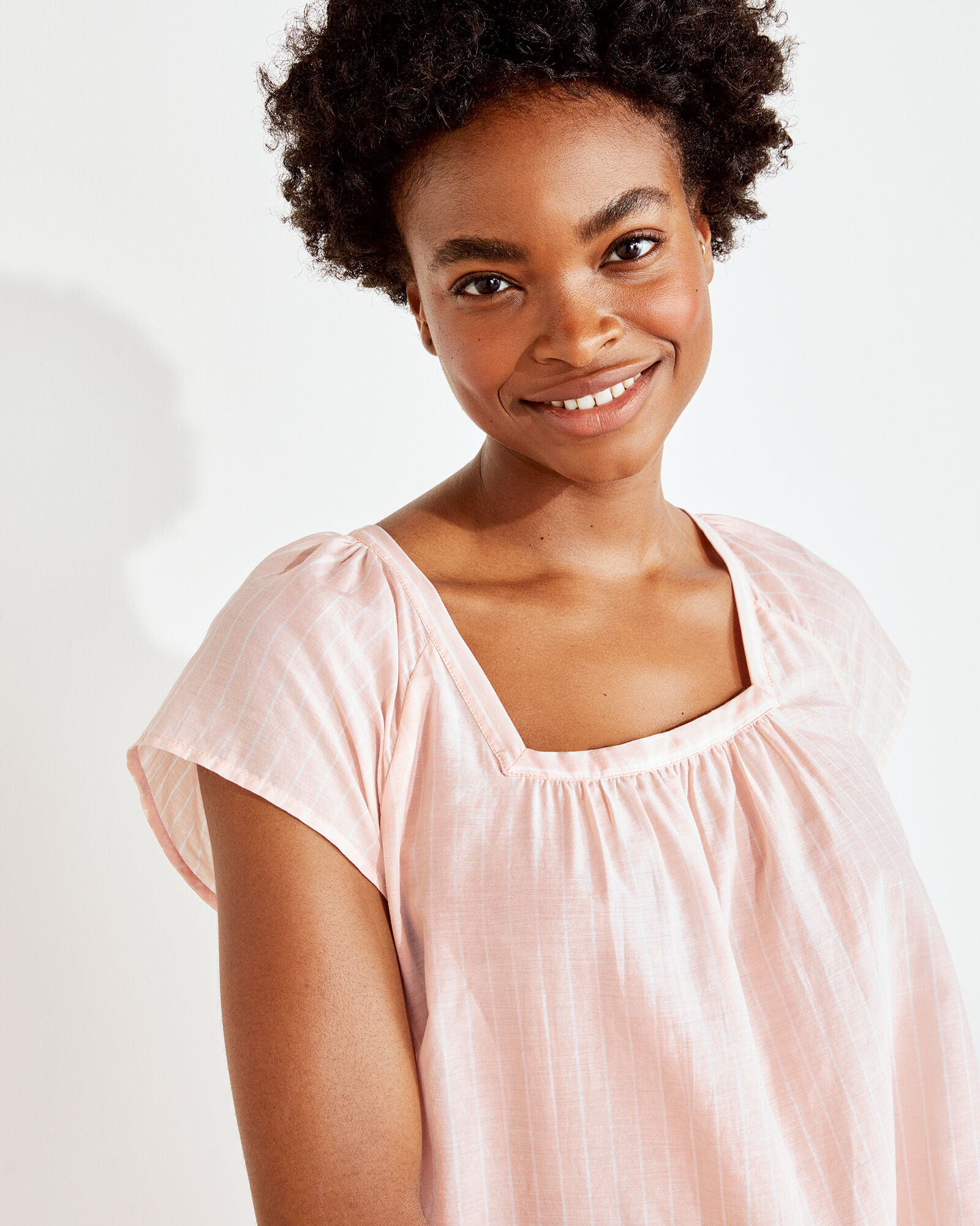 Cotton Silk Striped Pajama Top