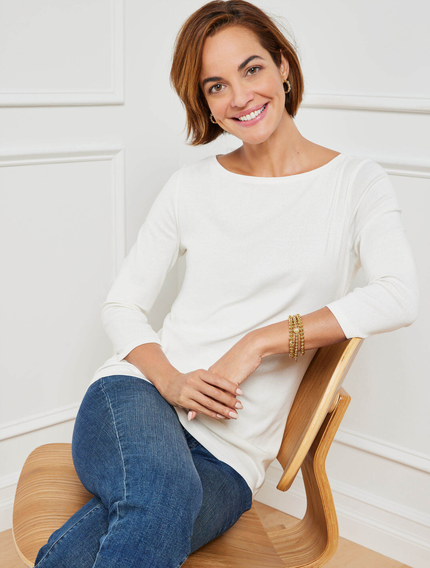 Bateau Neck Pima Cotton Tee- Solids