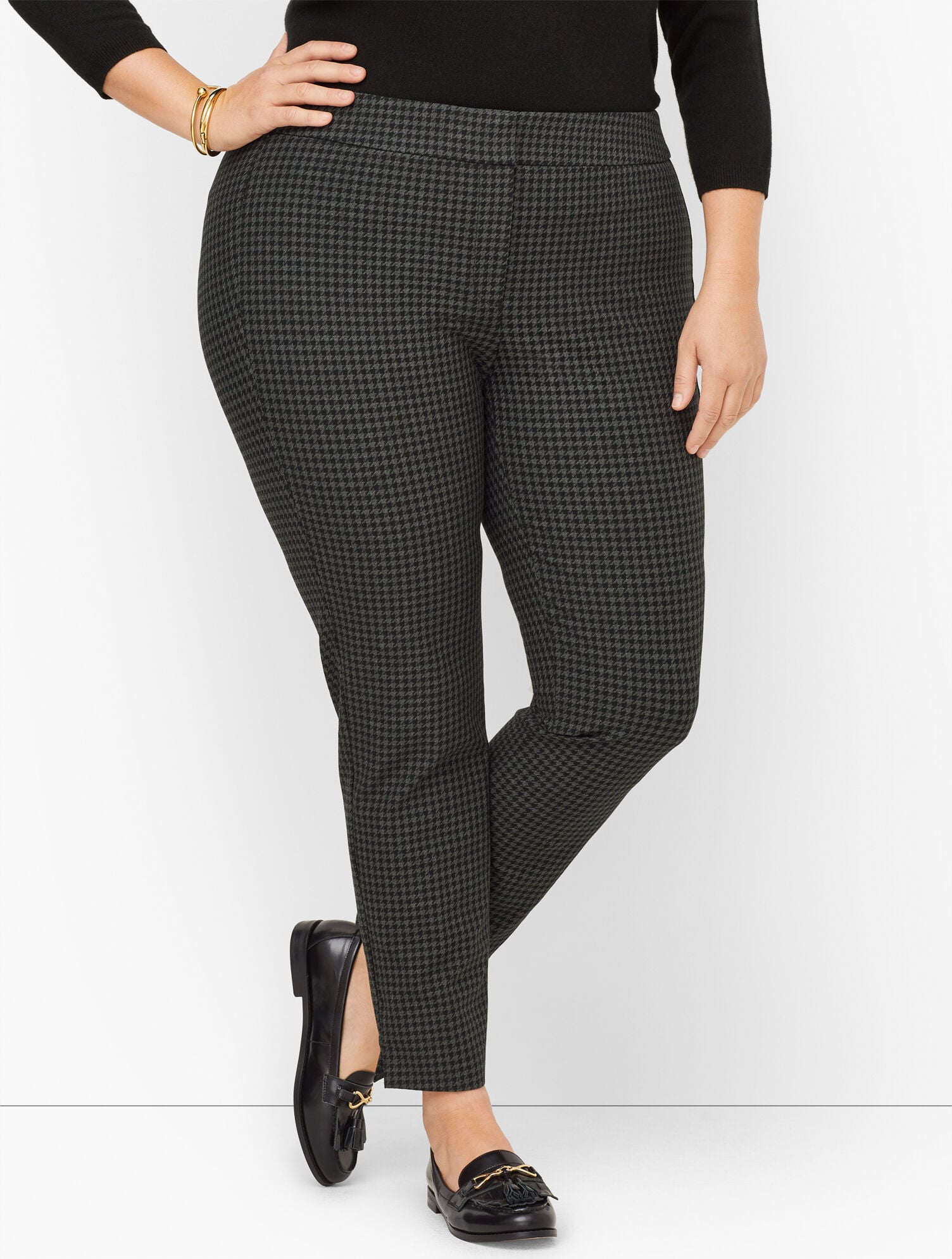 Plus Exclusive Talbots Chatham Ankle Pants - Hunter Houndstooth