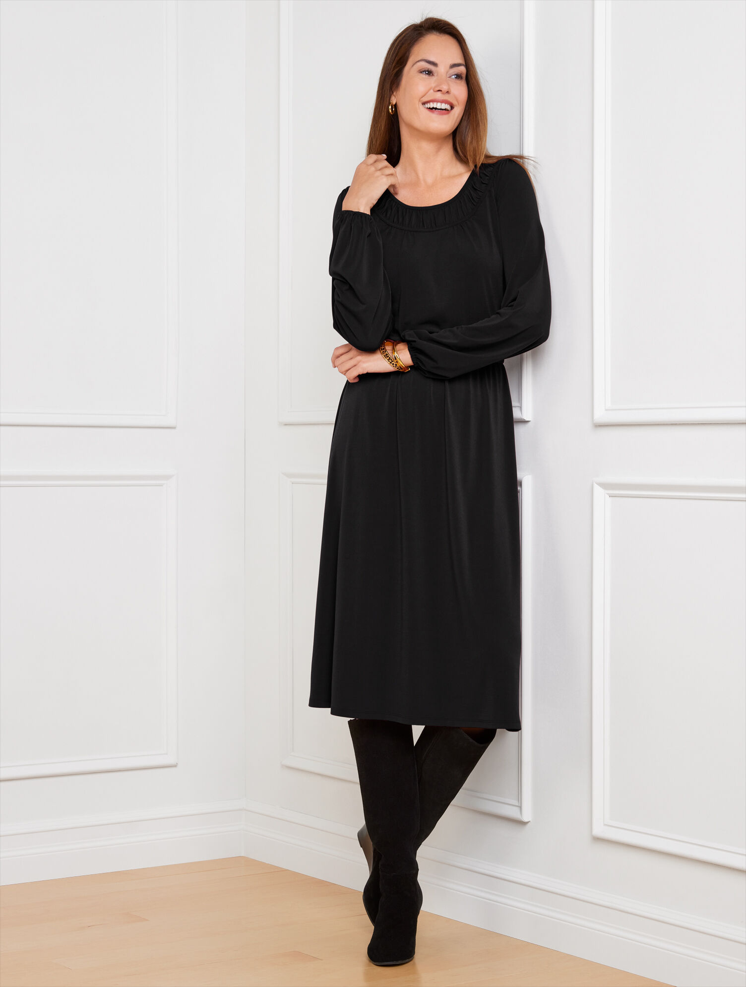 Jersey Smocked Fit &amp; Flare Dress