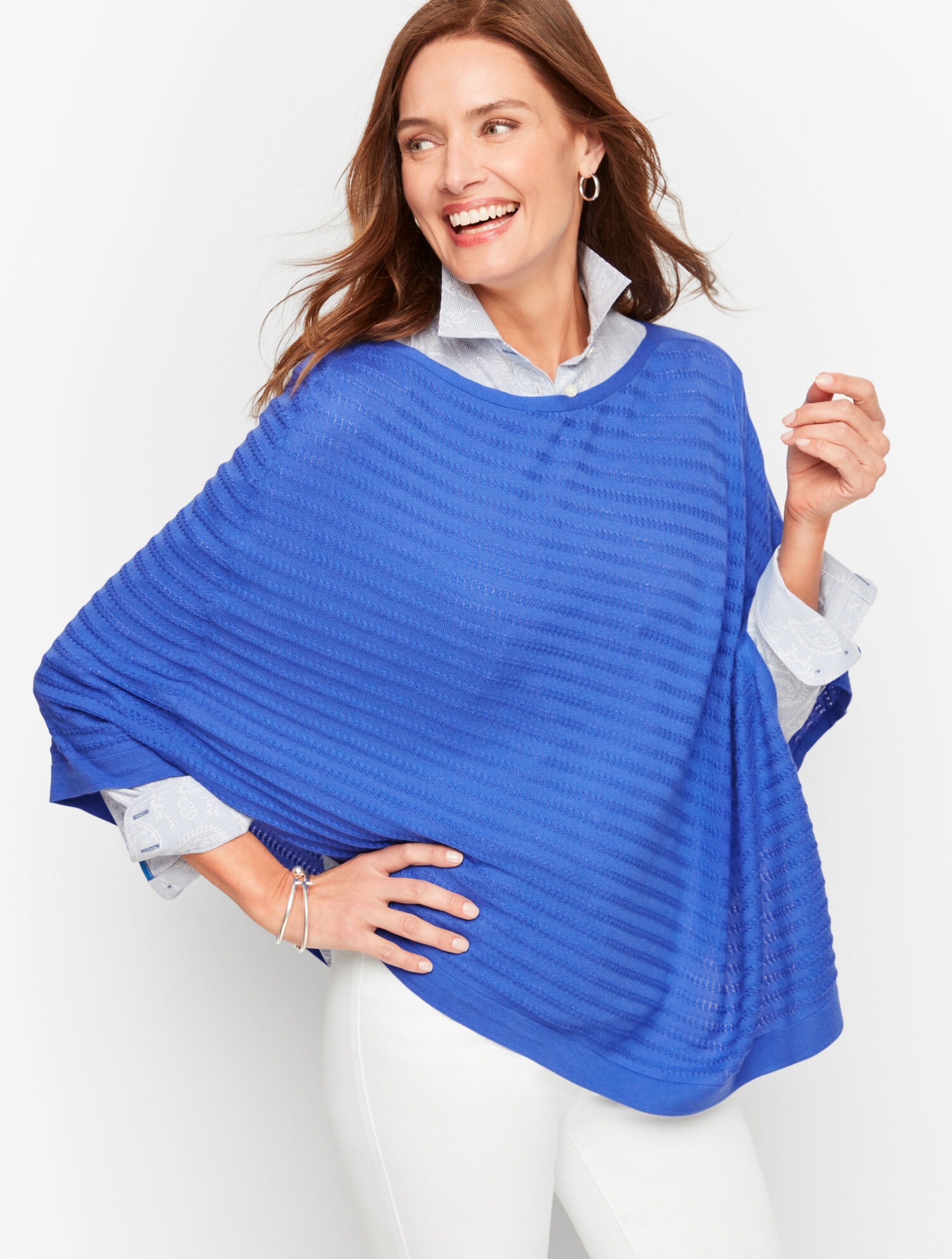 Plus Size Textured Asymmetrical Poncho