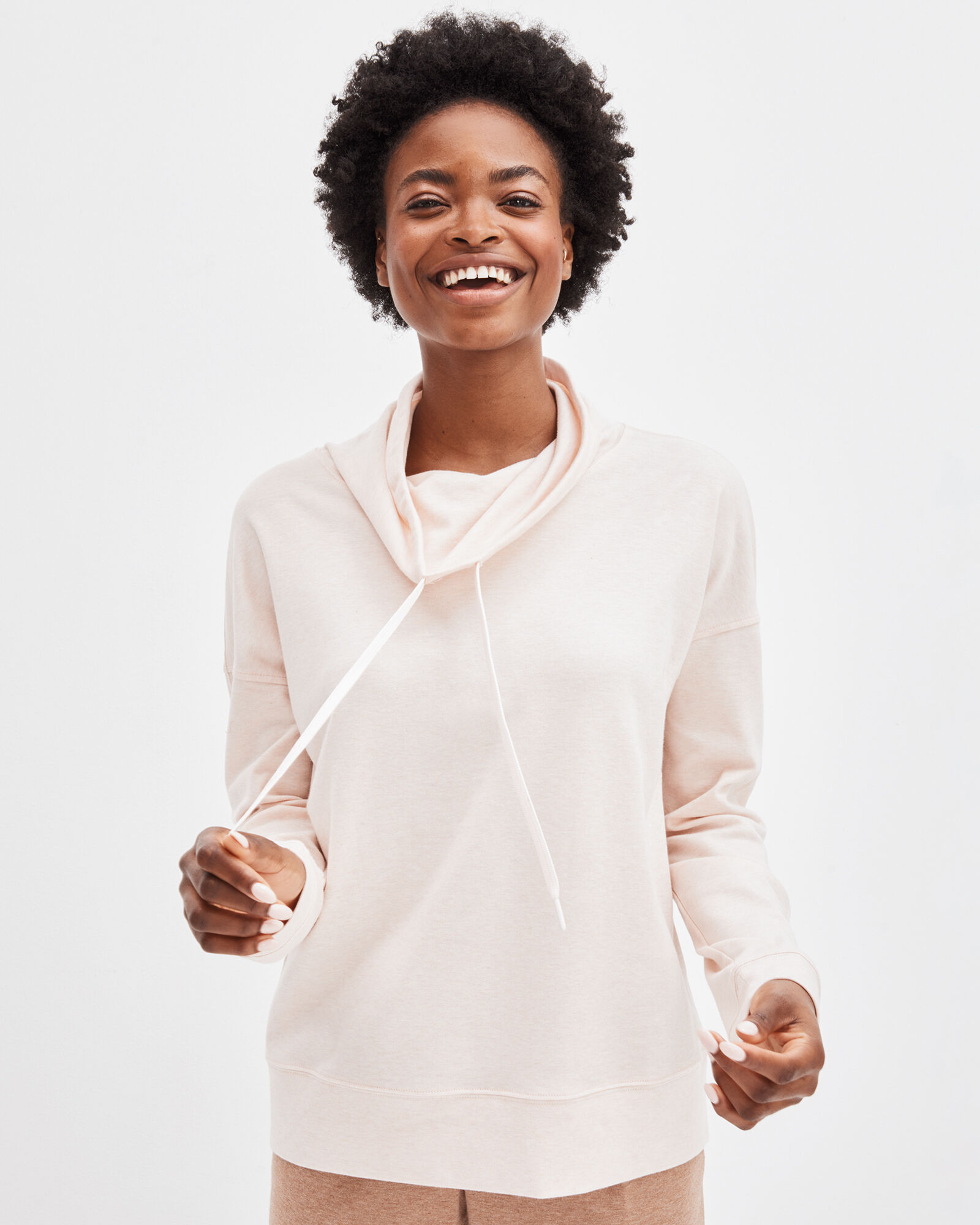 Organic Cotton Interlock Funnel Neck Pullover