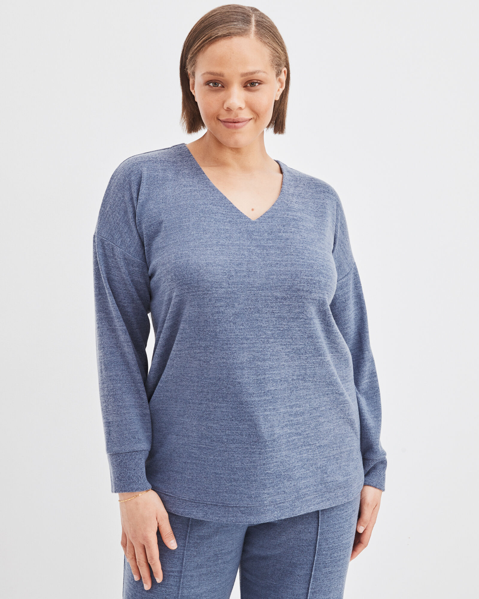 Sweater Knit V-neck Top