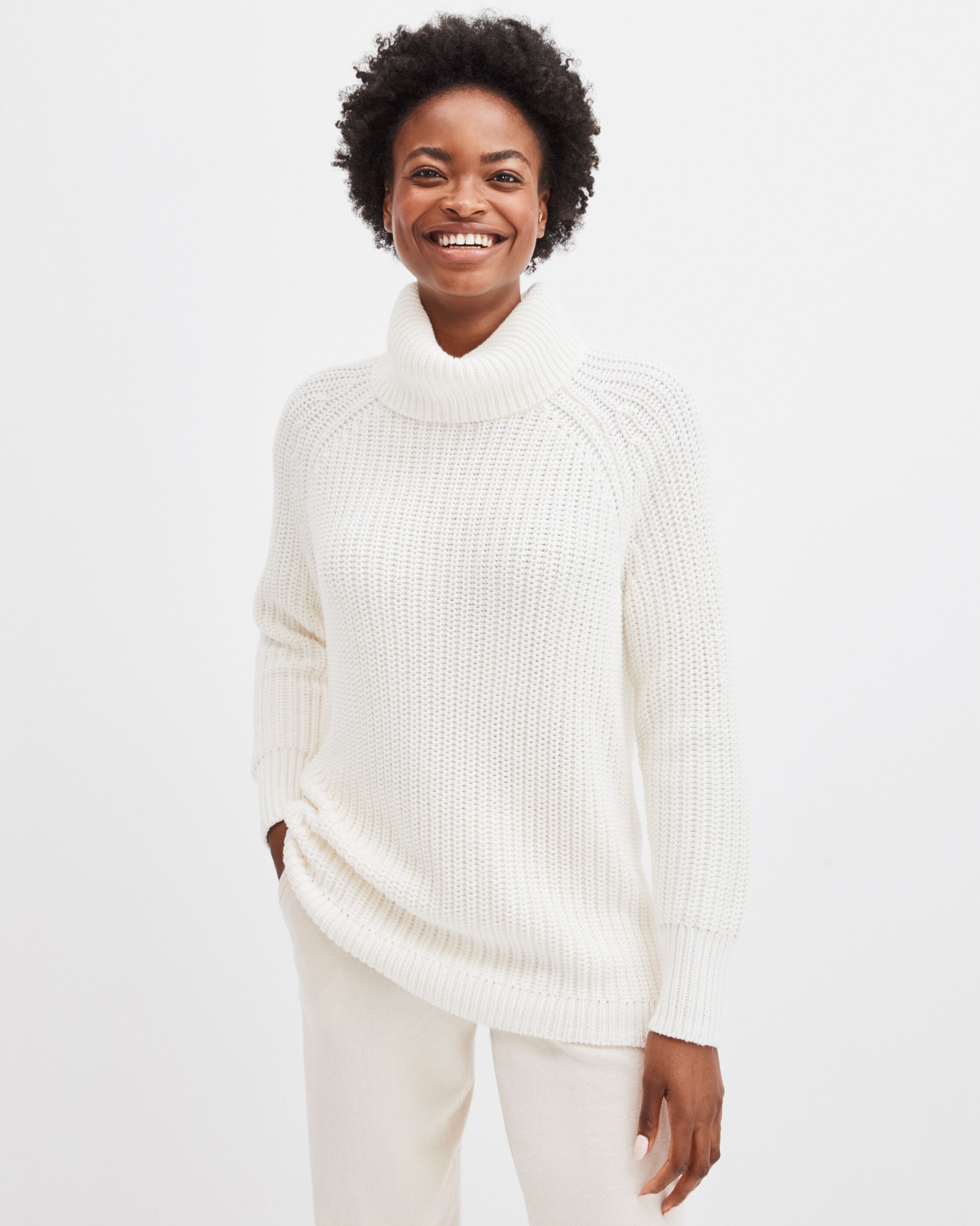 Shaker Knit Funnel Neck Sweater
